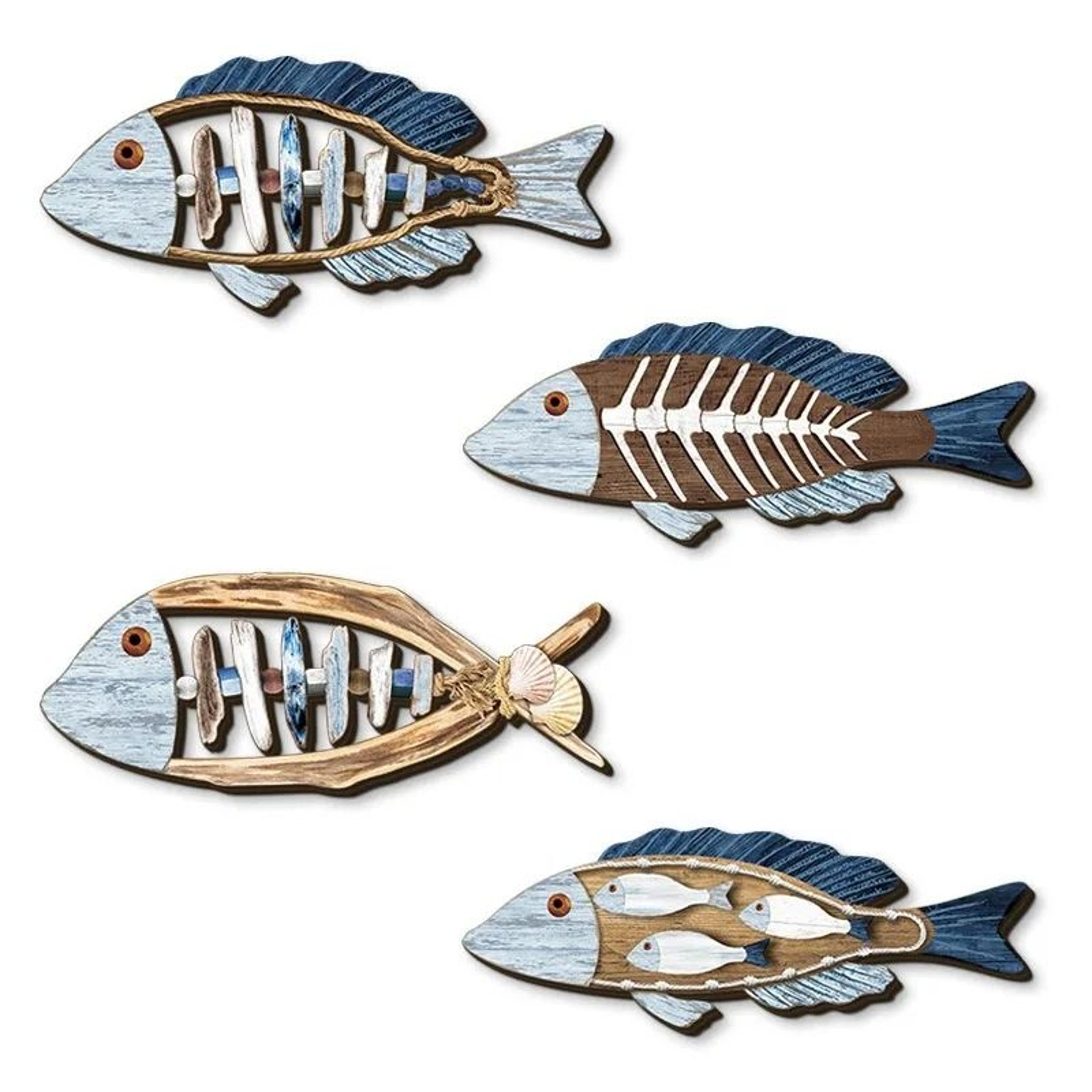 ocean fish wooden wall art set coastal marine wall hanging decor