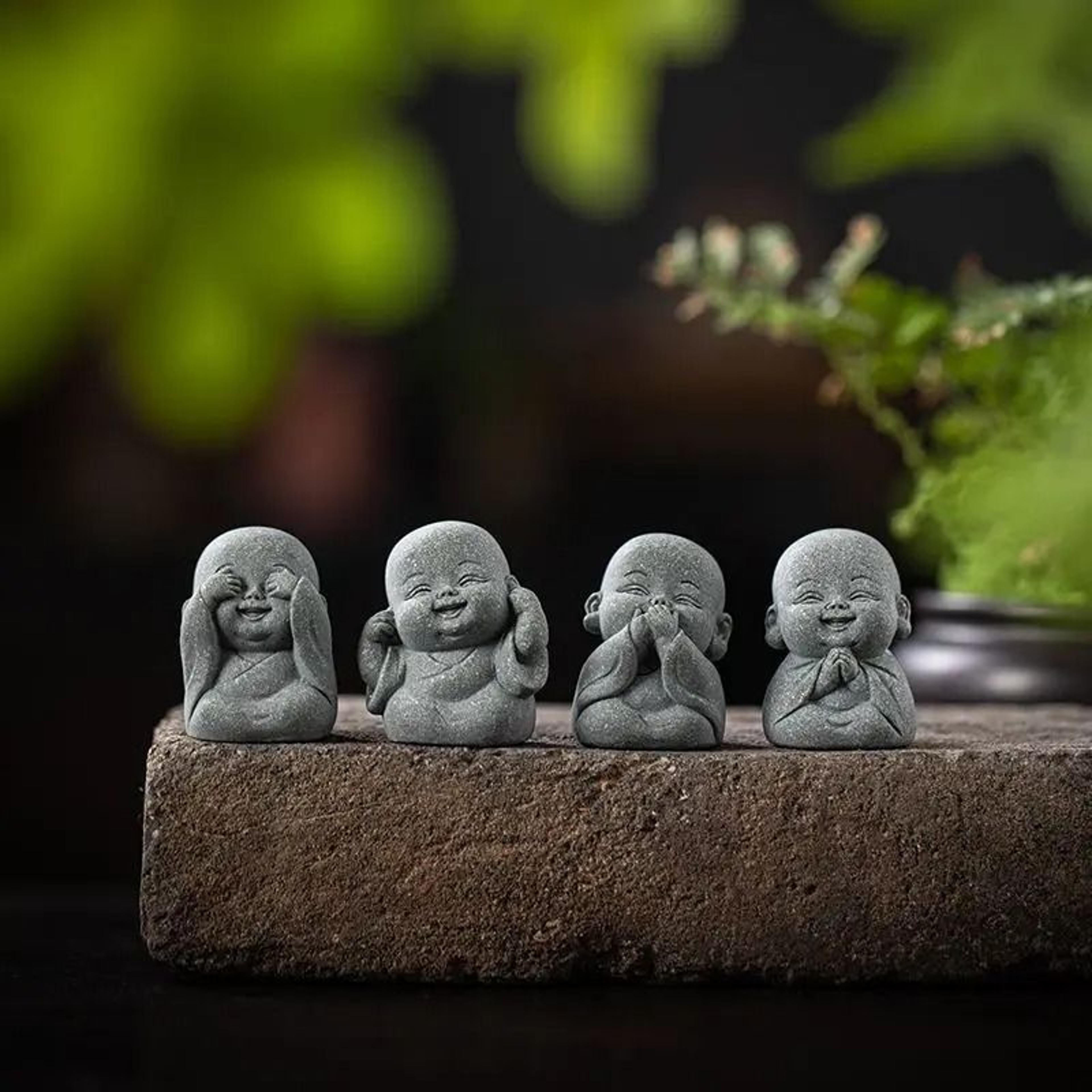Zen Monk Statue Set Cute Little Monk Figurines Meditation Home Decor 10