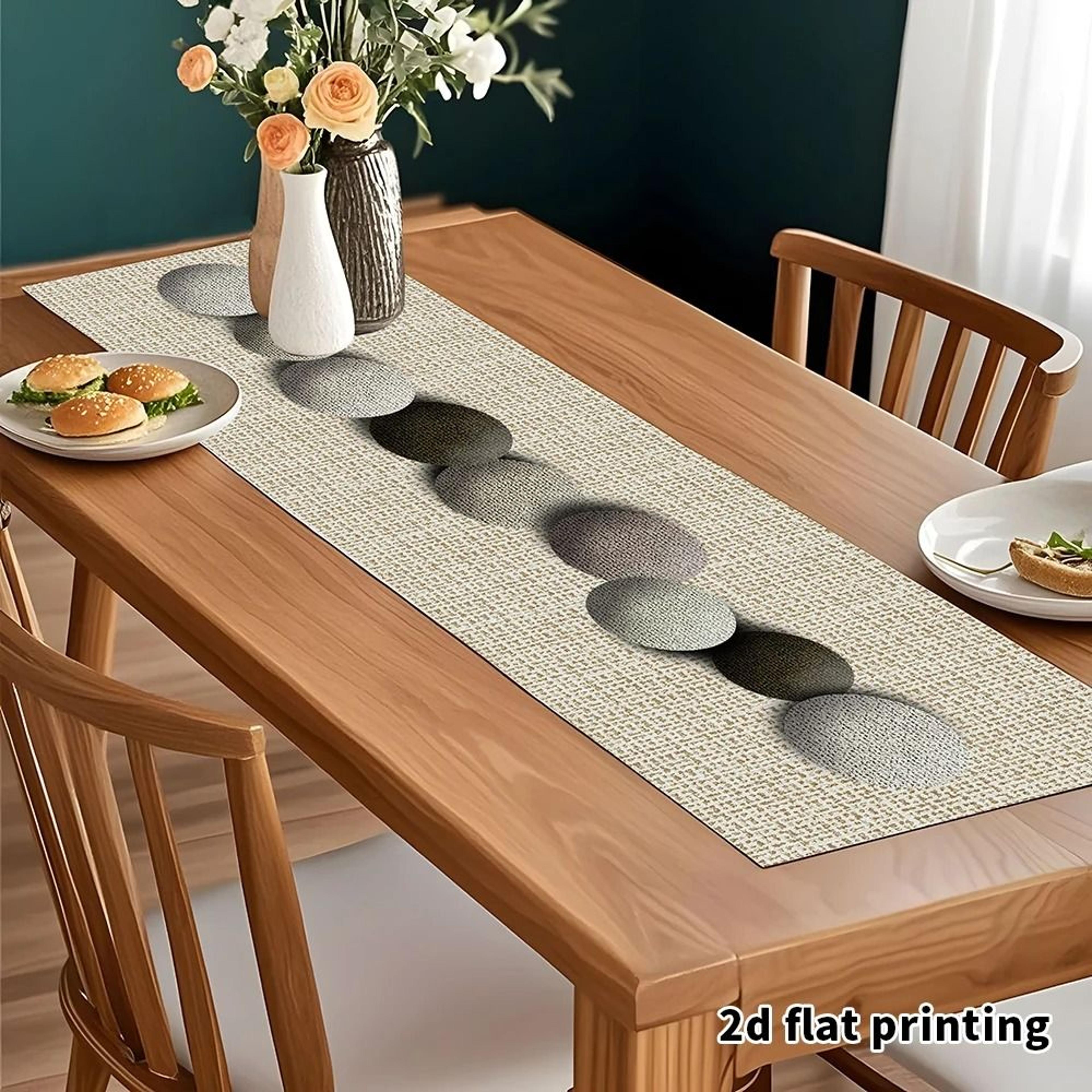 Neutral Pebble Pattern Table Runner Earth Tone Modern Table Decor 5