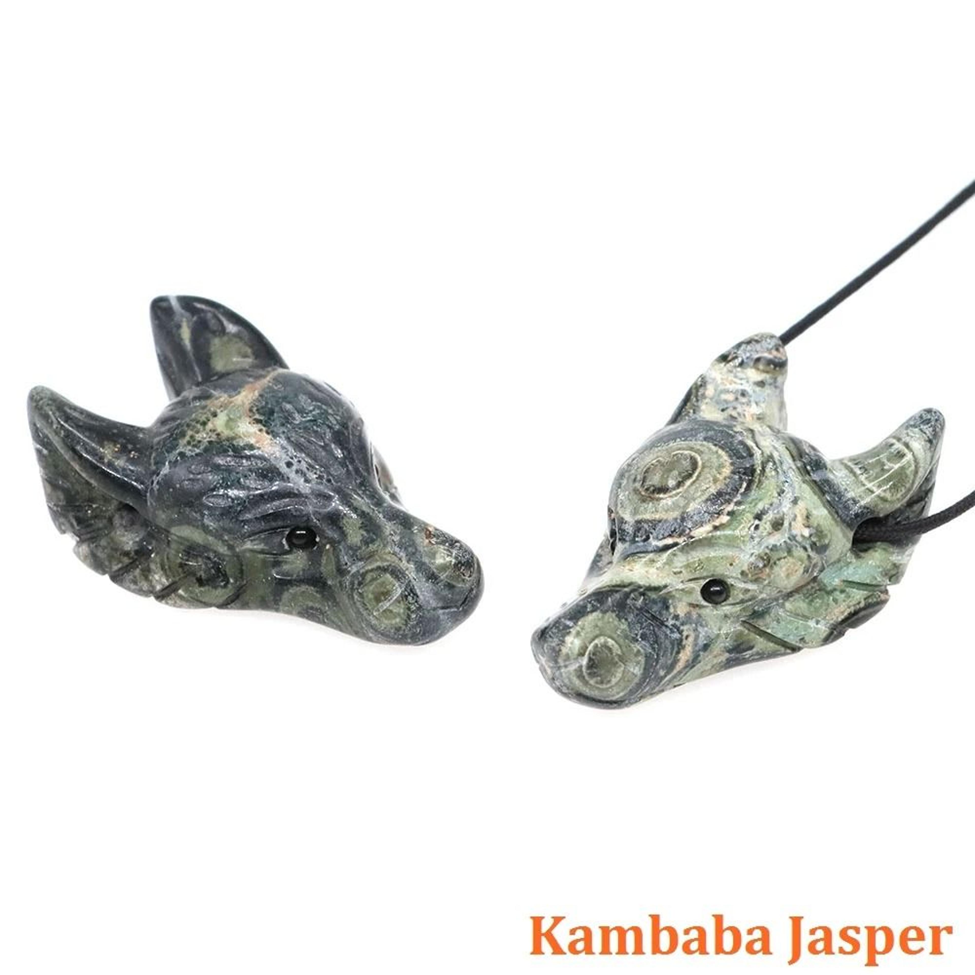 Hand Carved Wolf Head Crystal Pendant Natural Stone Healing Necklace 12