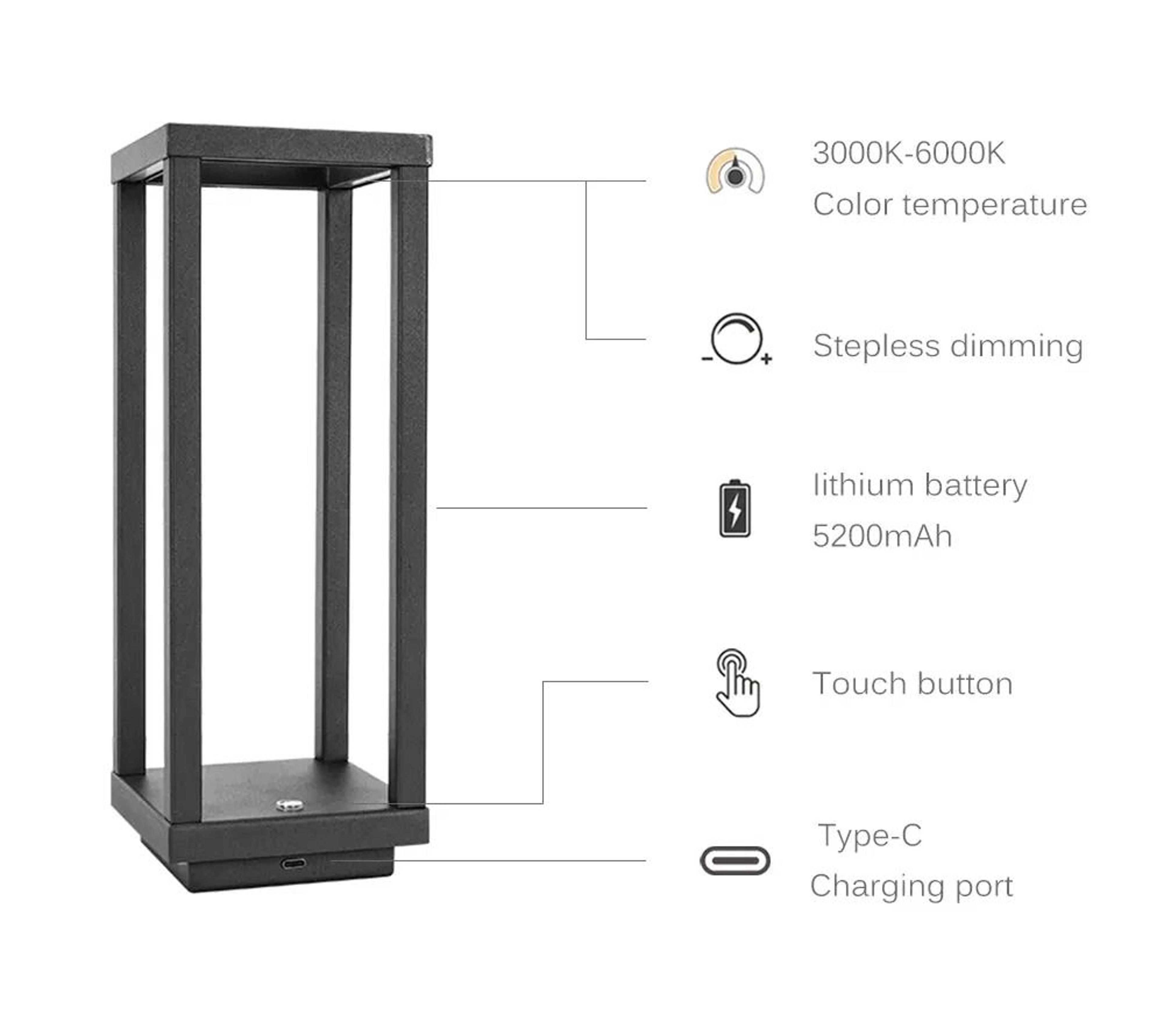 Modern Rechargeable LED Table Lamp Cordless Ambient Lighting For Home And Restaurant 8