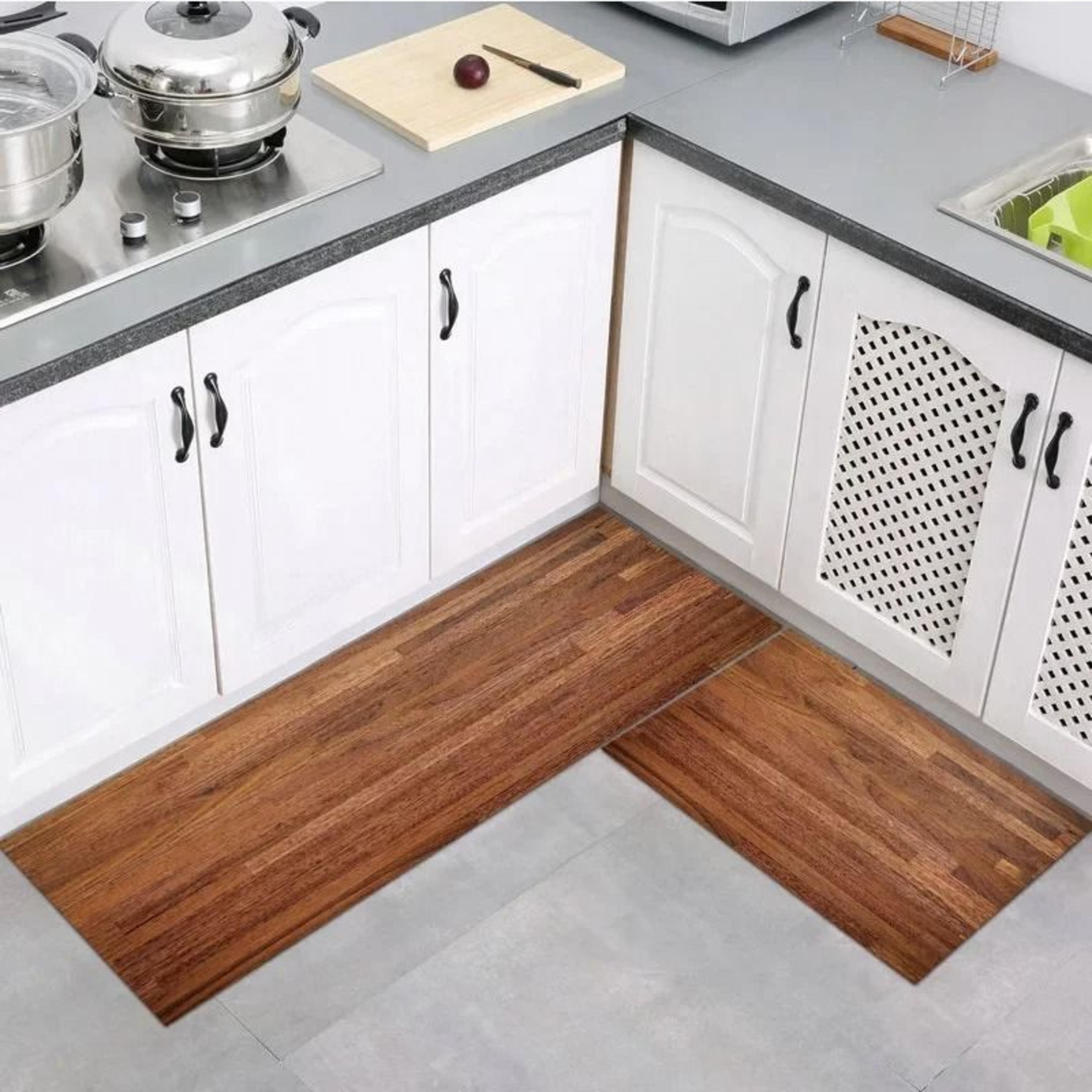 Modern Wood Grain Floor Mat Non Slip Kitchen Bathroom Entrance Rug 16