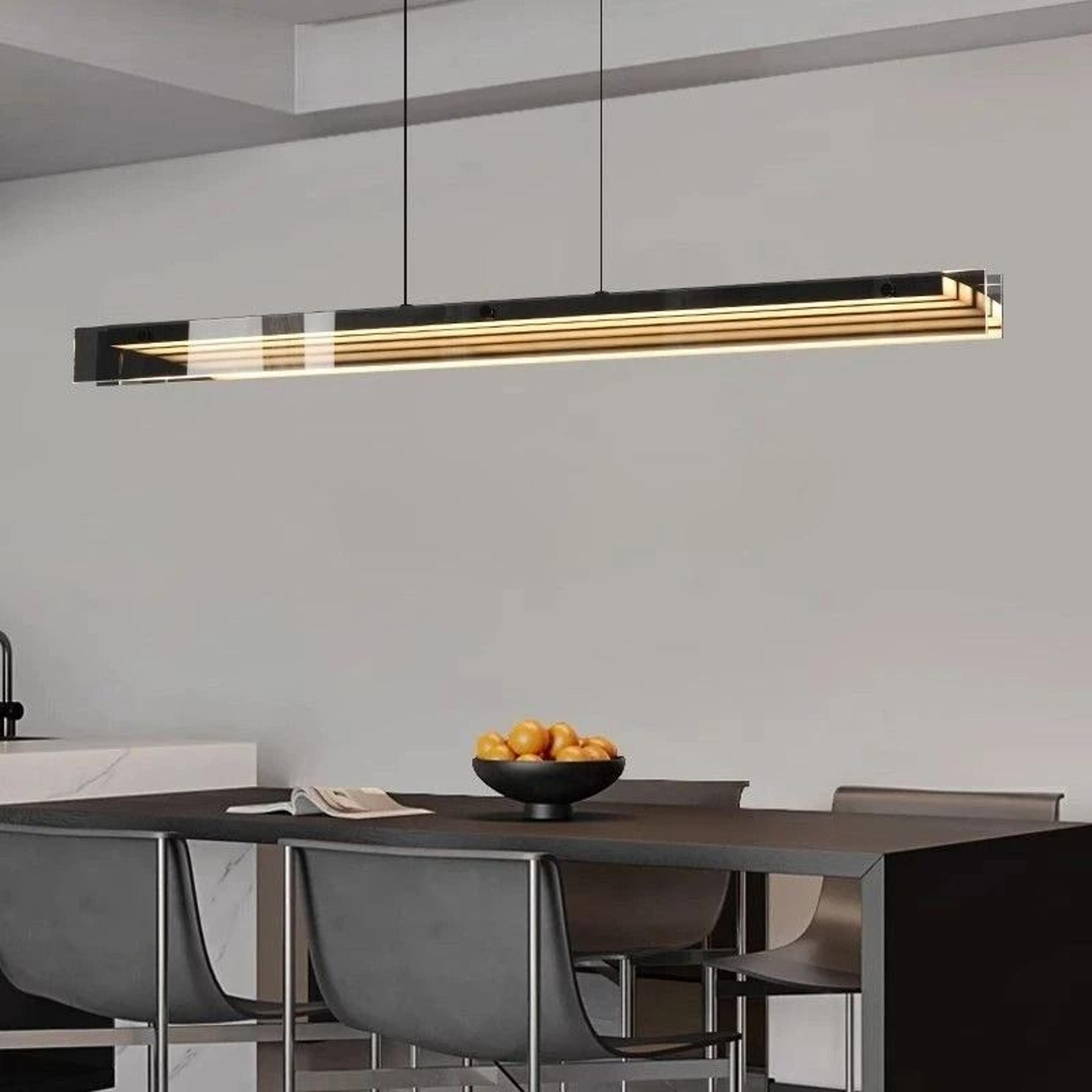 modern long glass pendant lights for kitchen island and dining table
