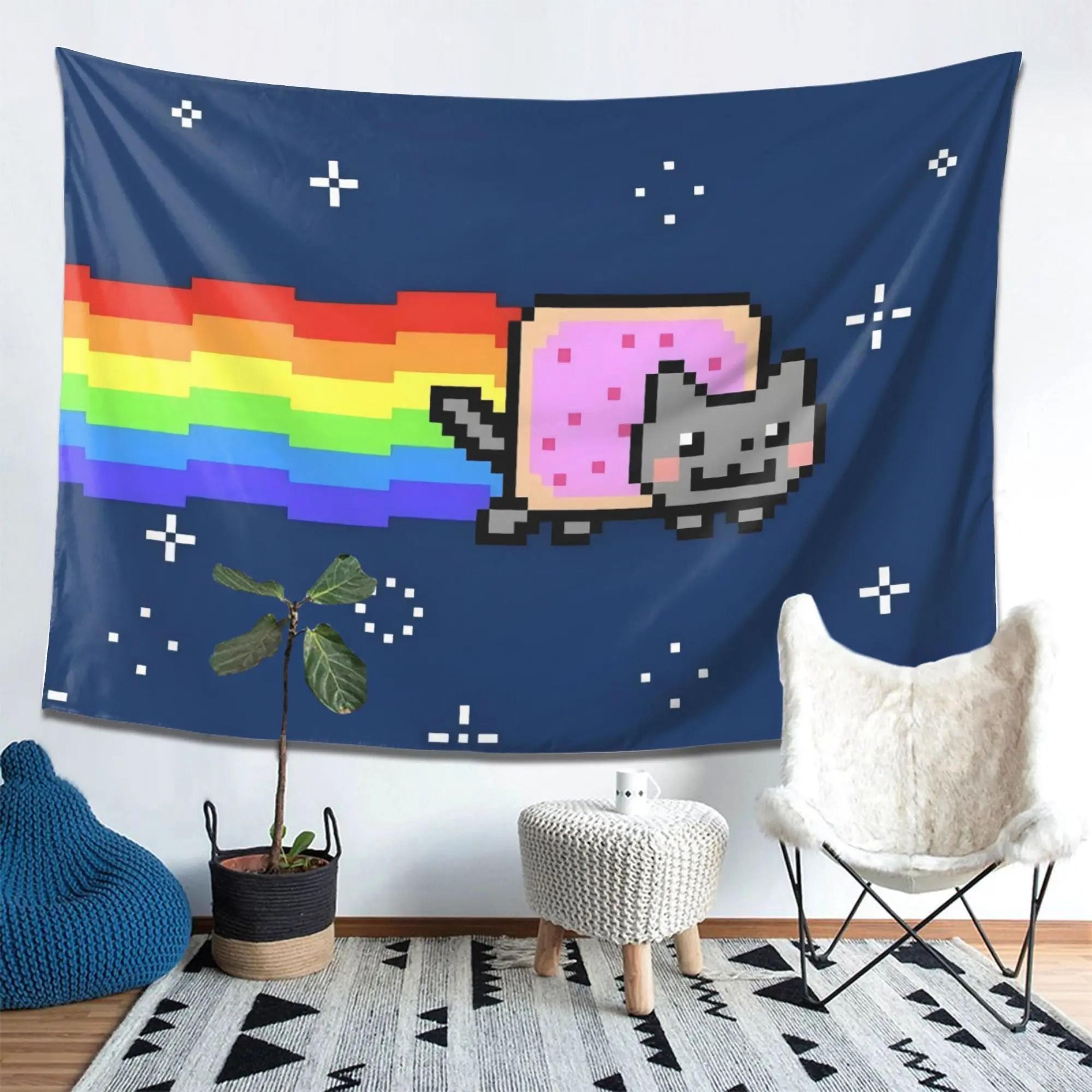 Nyan Cat Pixel Art Tapestry Retro Gaming Wall Hanging Decor 4