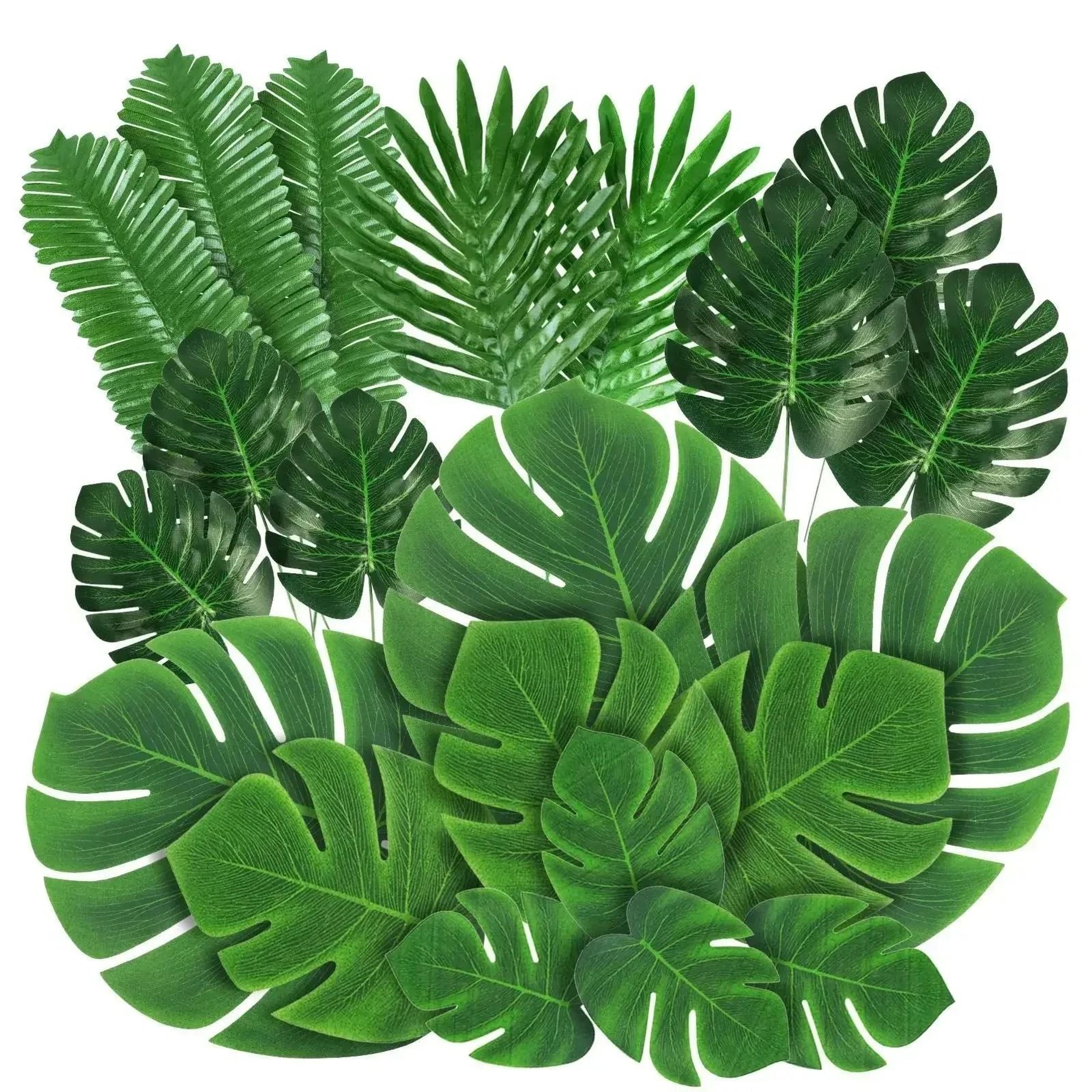 artificial palm leaves set tropical jungle party table decor