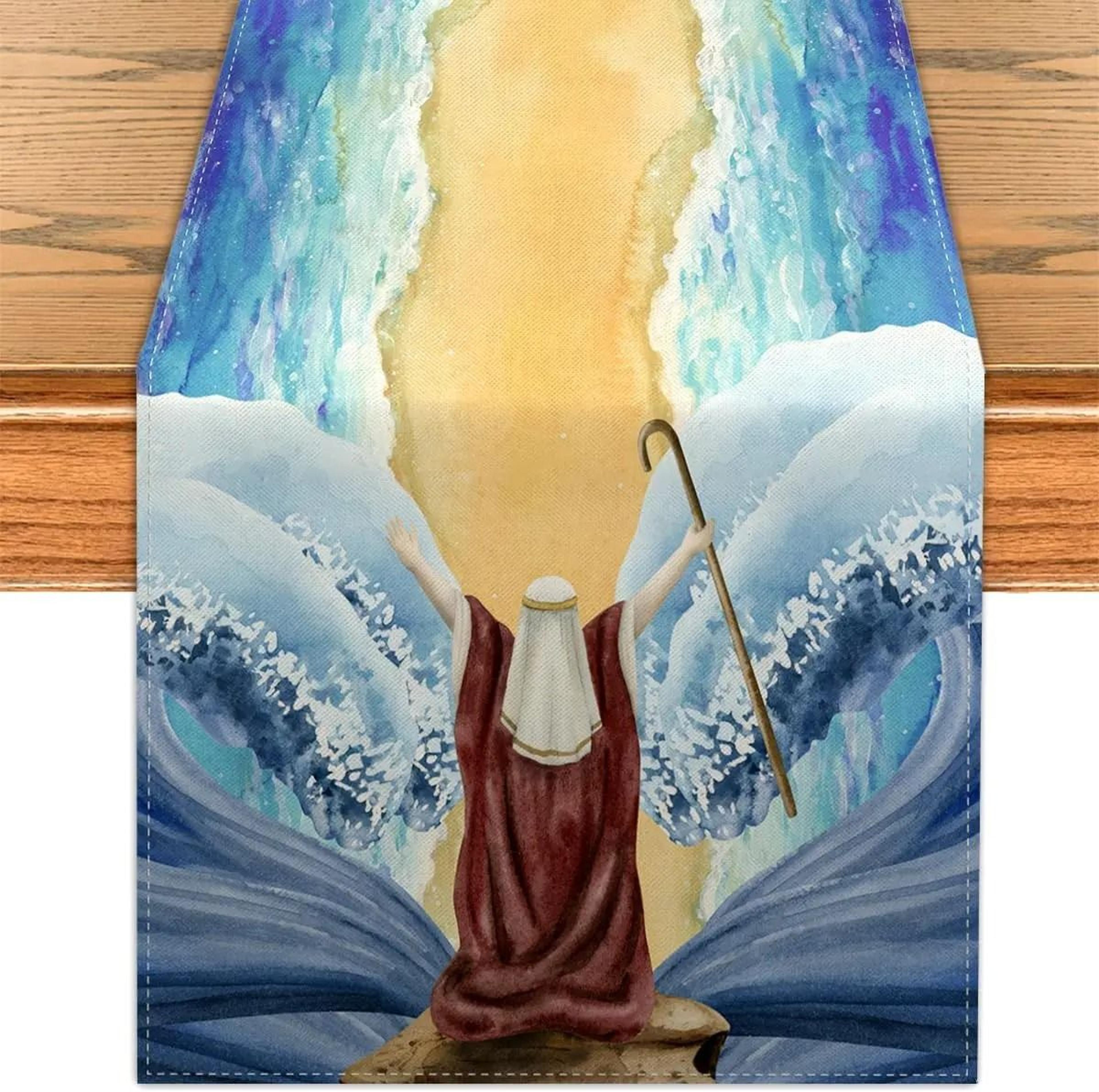Passover Linen Table Runner Pesach Red Sea Dining Table Decor 4