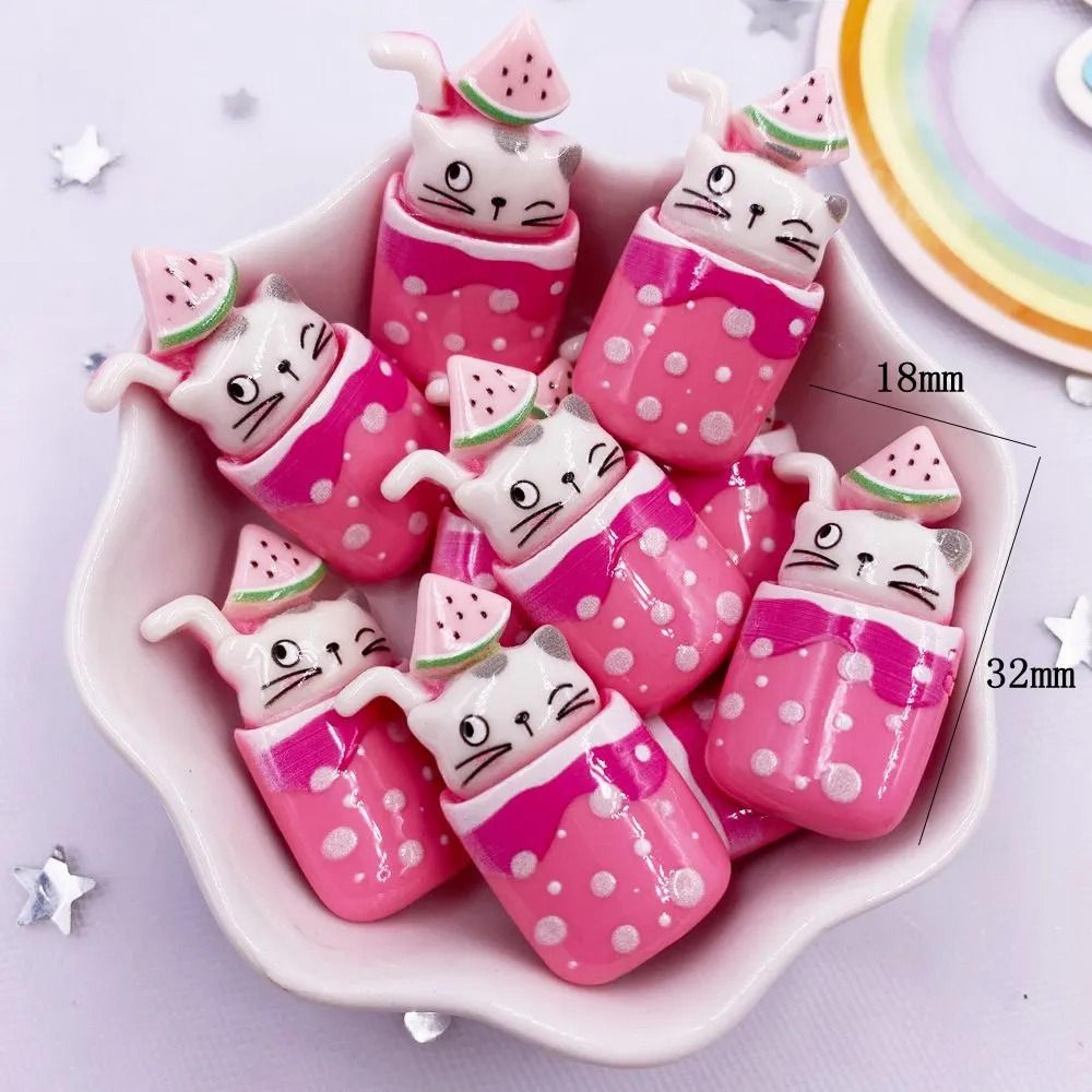 kawaii cartoon cat resin flatback cabochons diy craft decor set