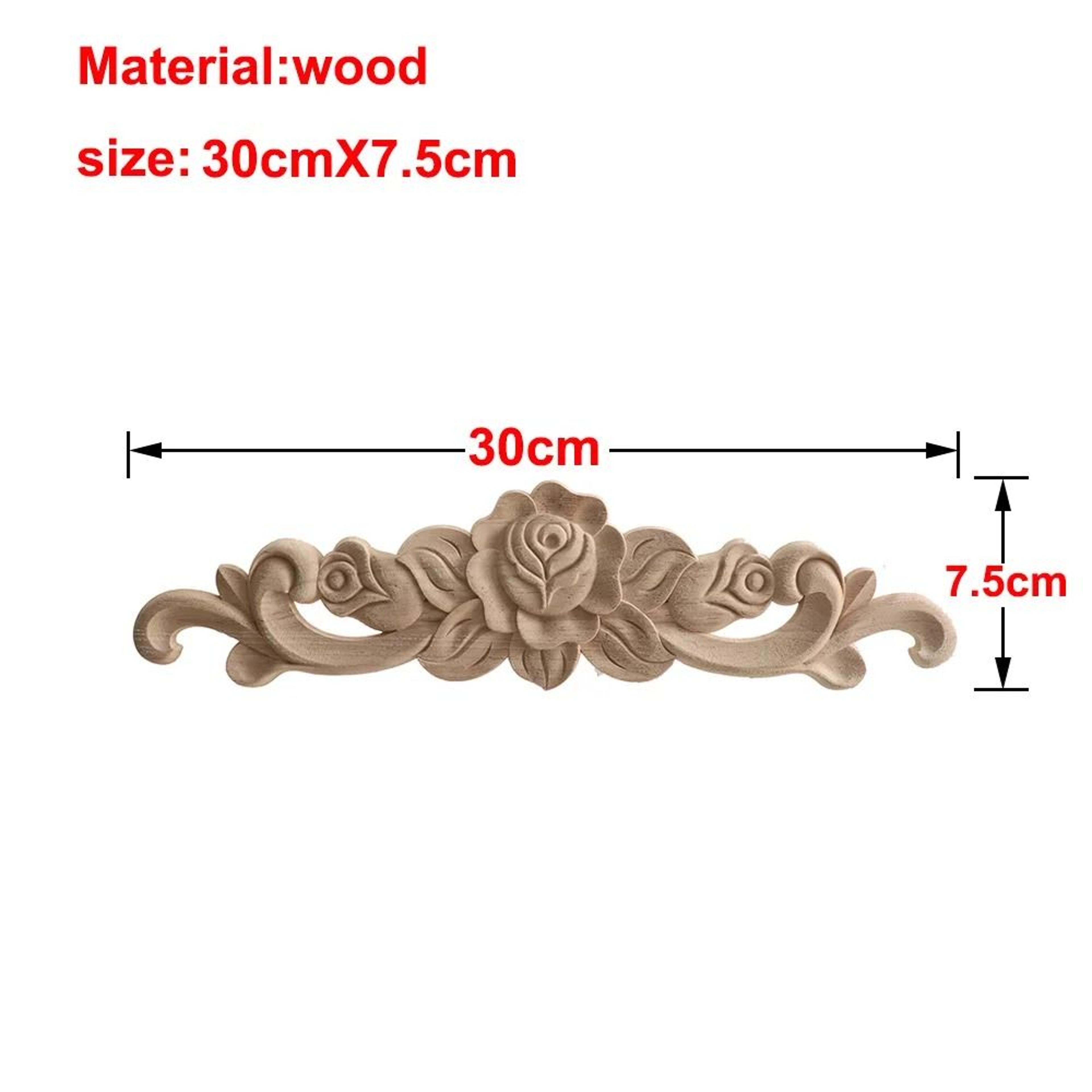 Carved Wooden Rose Applique Decorative Furniture Trim Accent 2