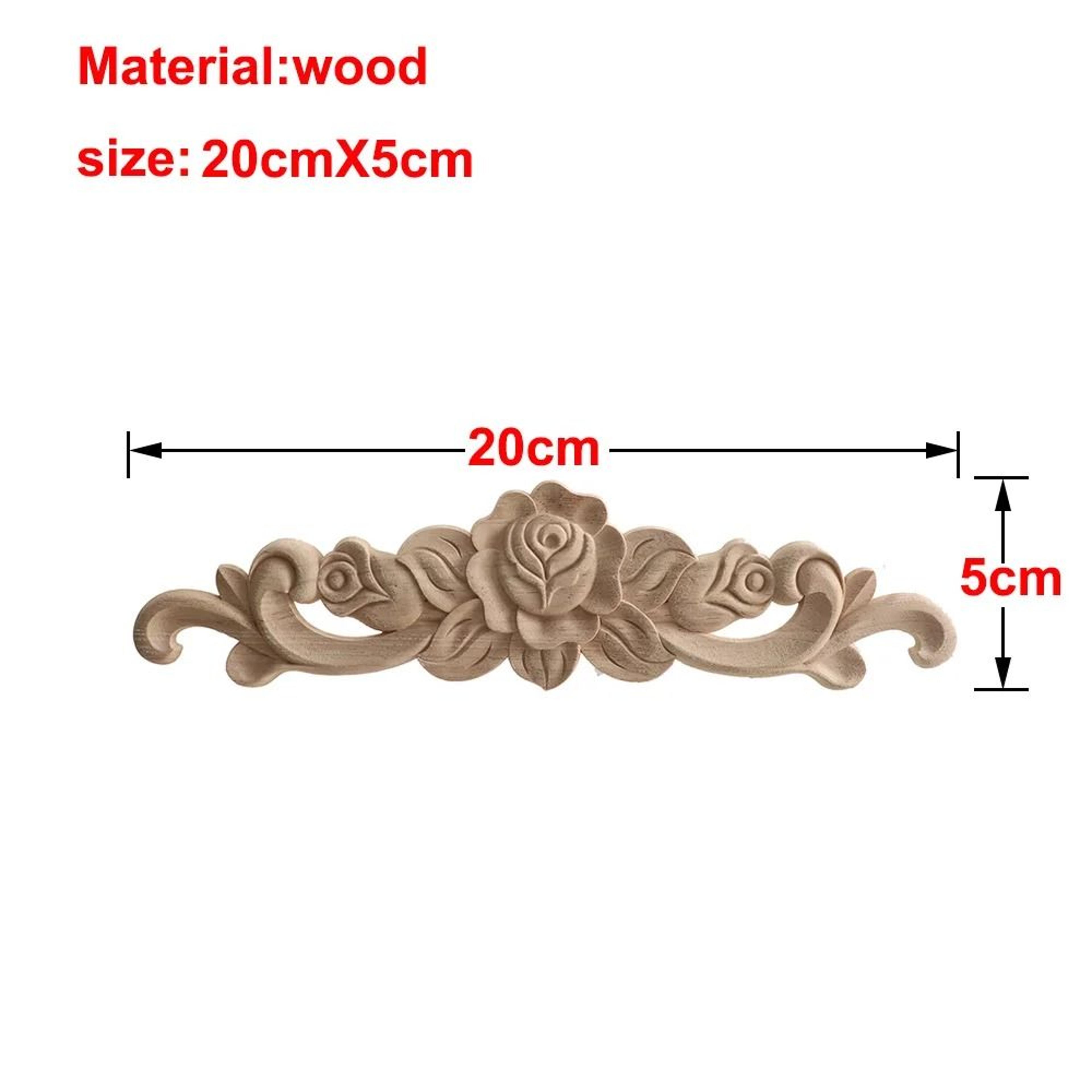 Carved Wooden Rose Applique Decorative Furniture Trim Accent 5