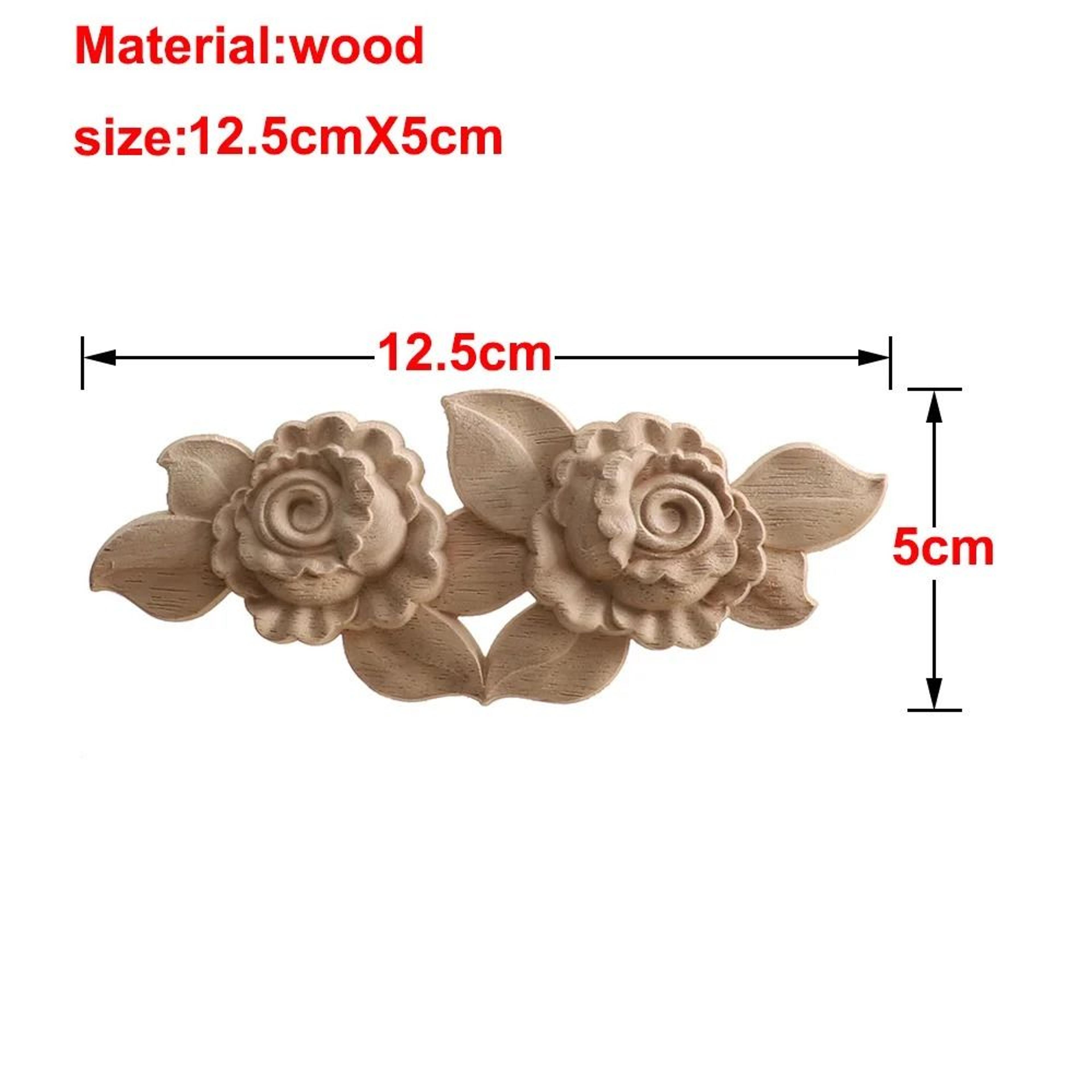 Carved Wooden Rose Applique Decorative Furniture Trim Accent 8
