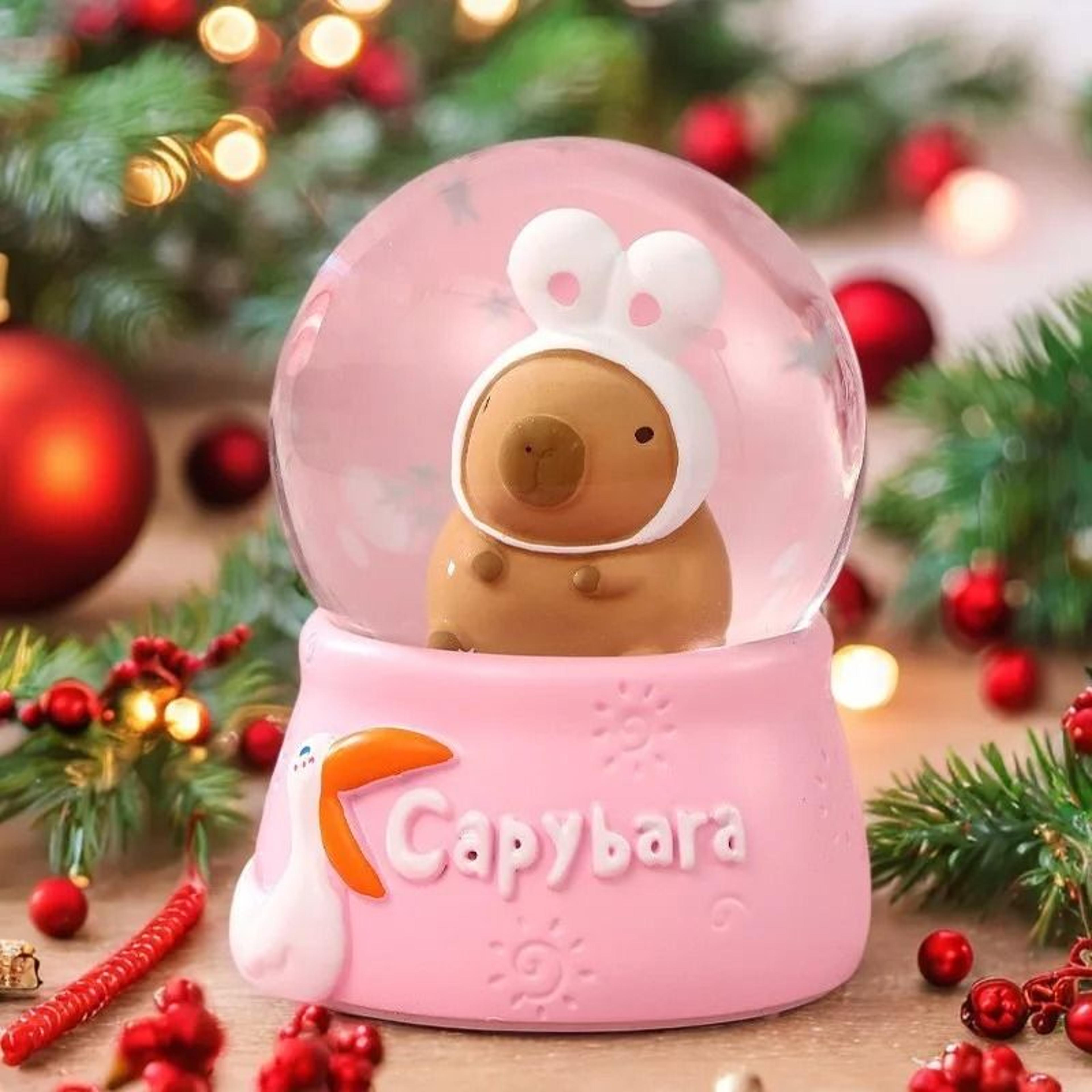 cute capybara crystal ball night light desk ornament