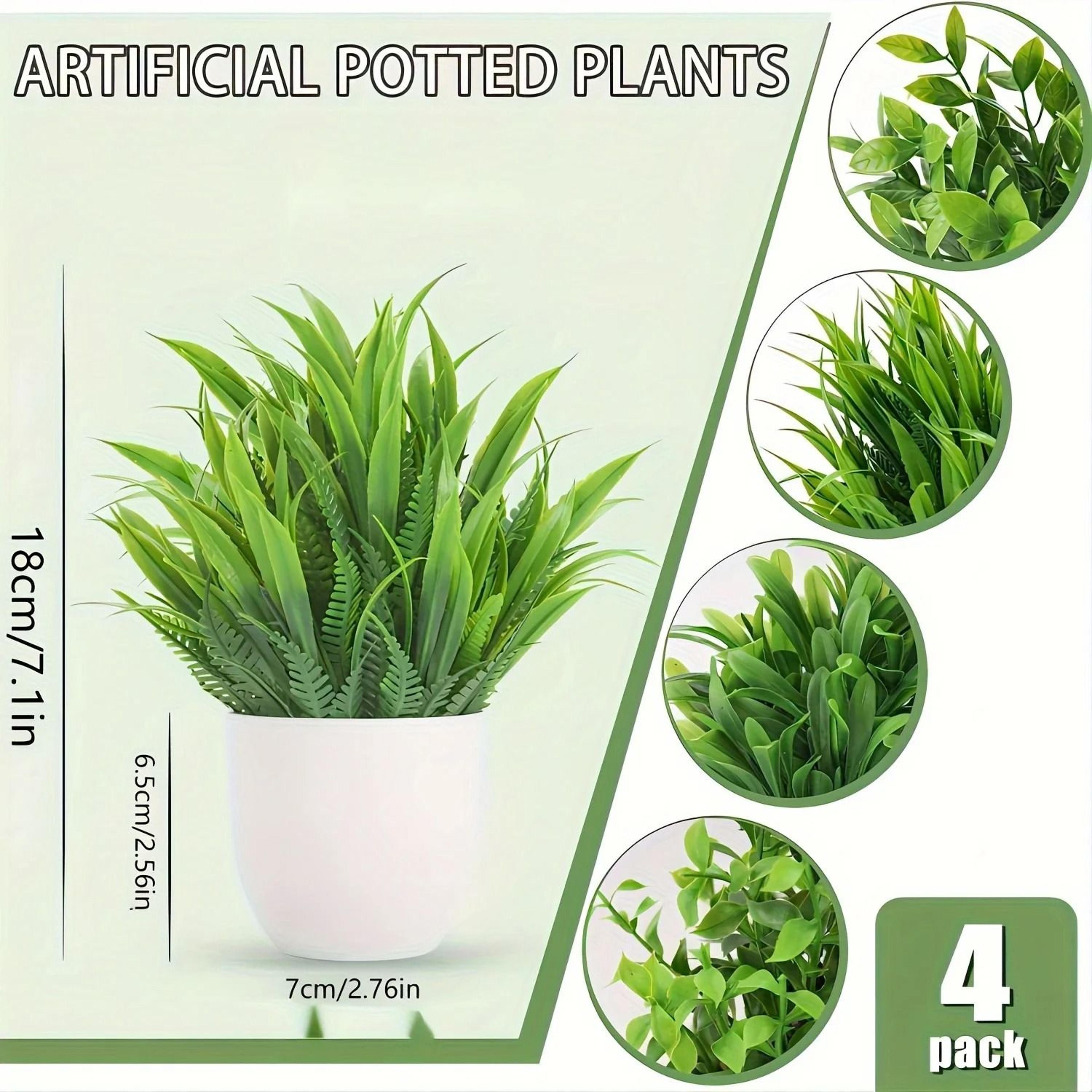 Mini Artificial Potted Plants Set Fake Bonsai Decor For Home Office 5