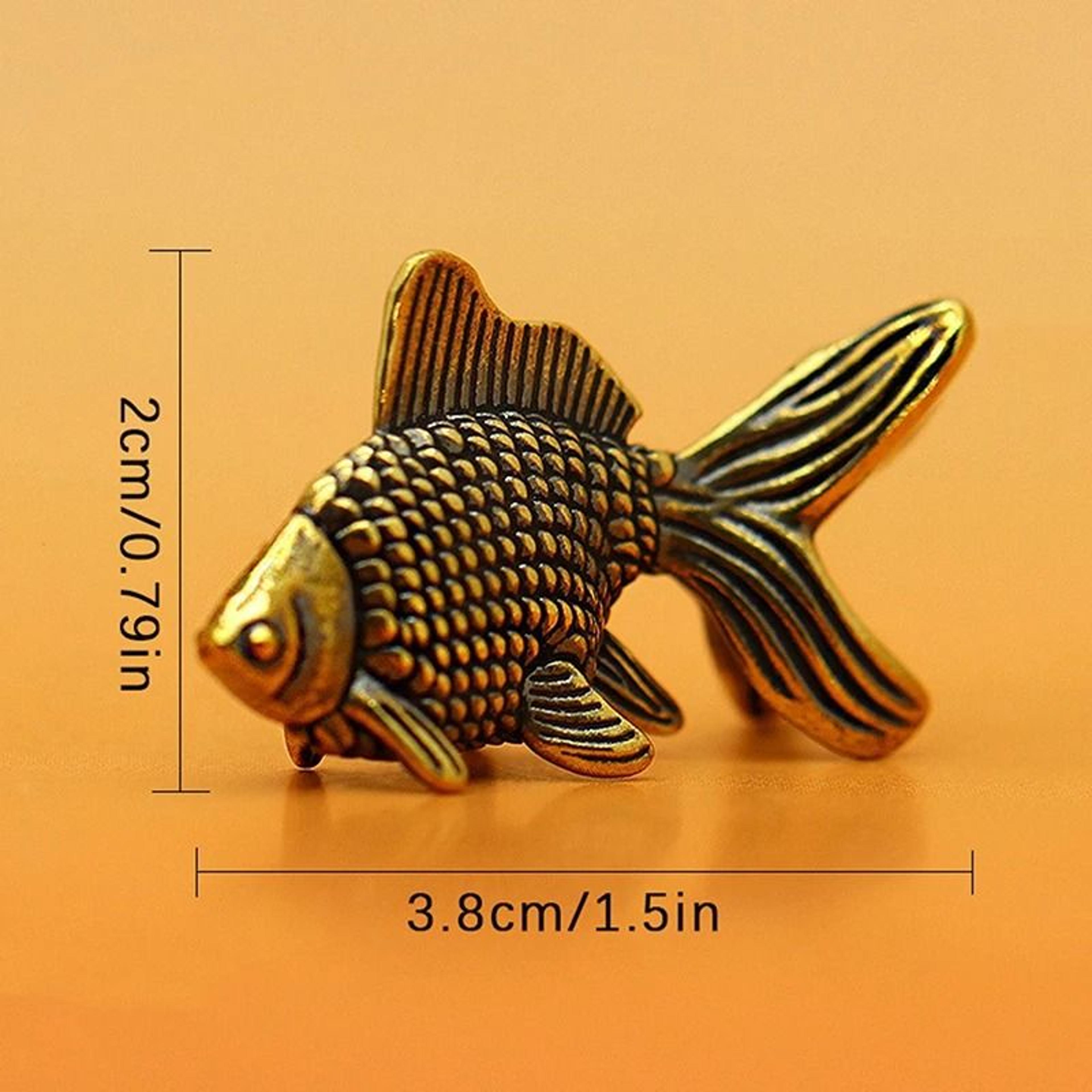 Retro Brass Goldfish Figurine Lucky Fish Desk Decor Ornament 3