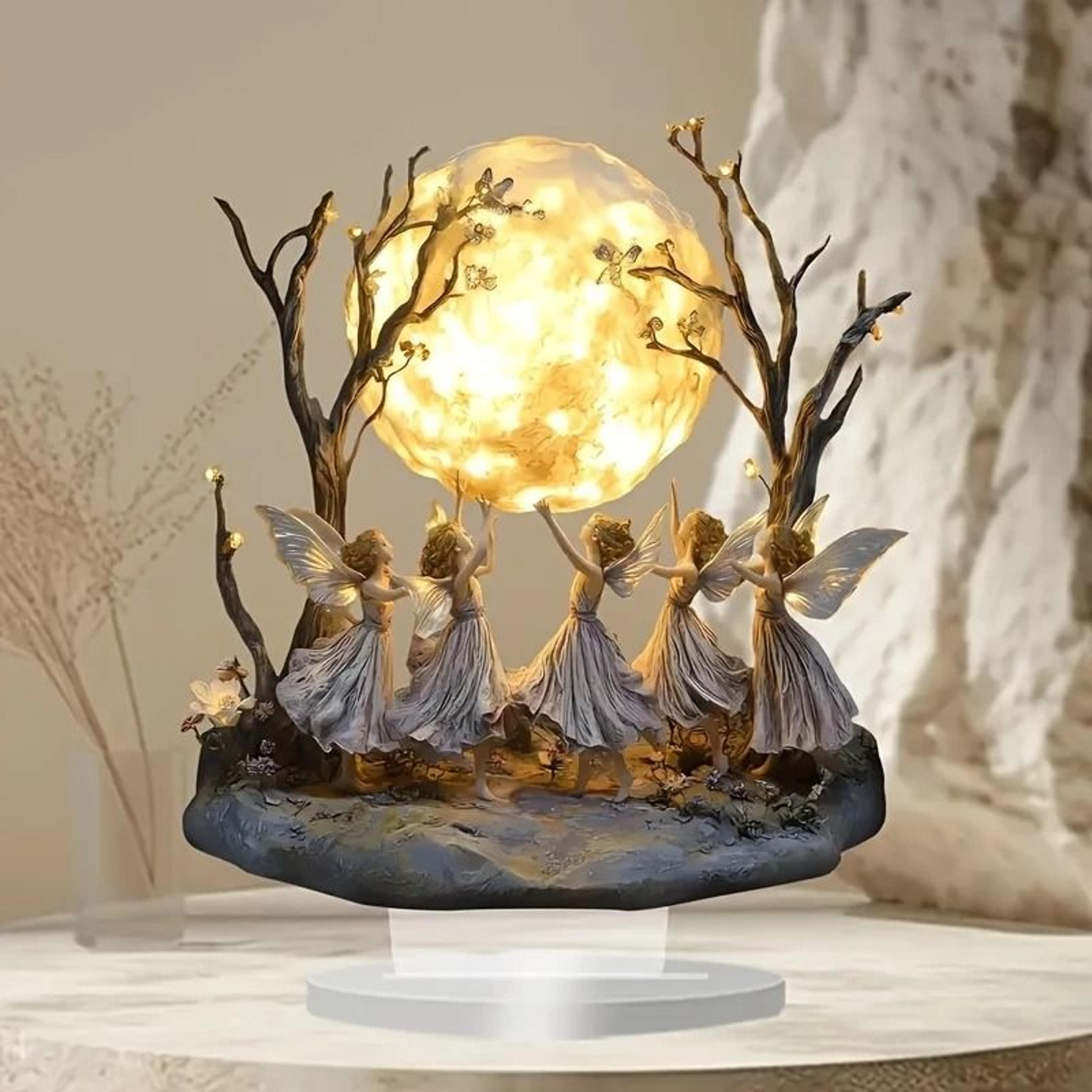 Moon Tree Elf Acrylic Tabletop Decor Fantasy Desk Ornament 4