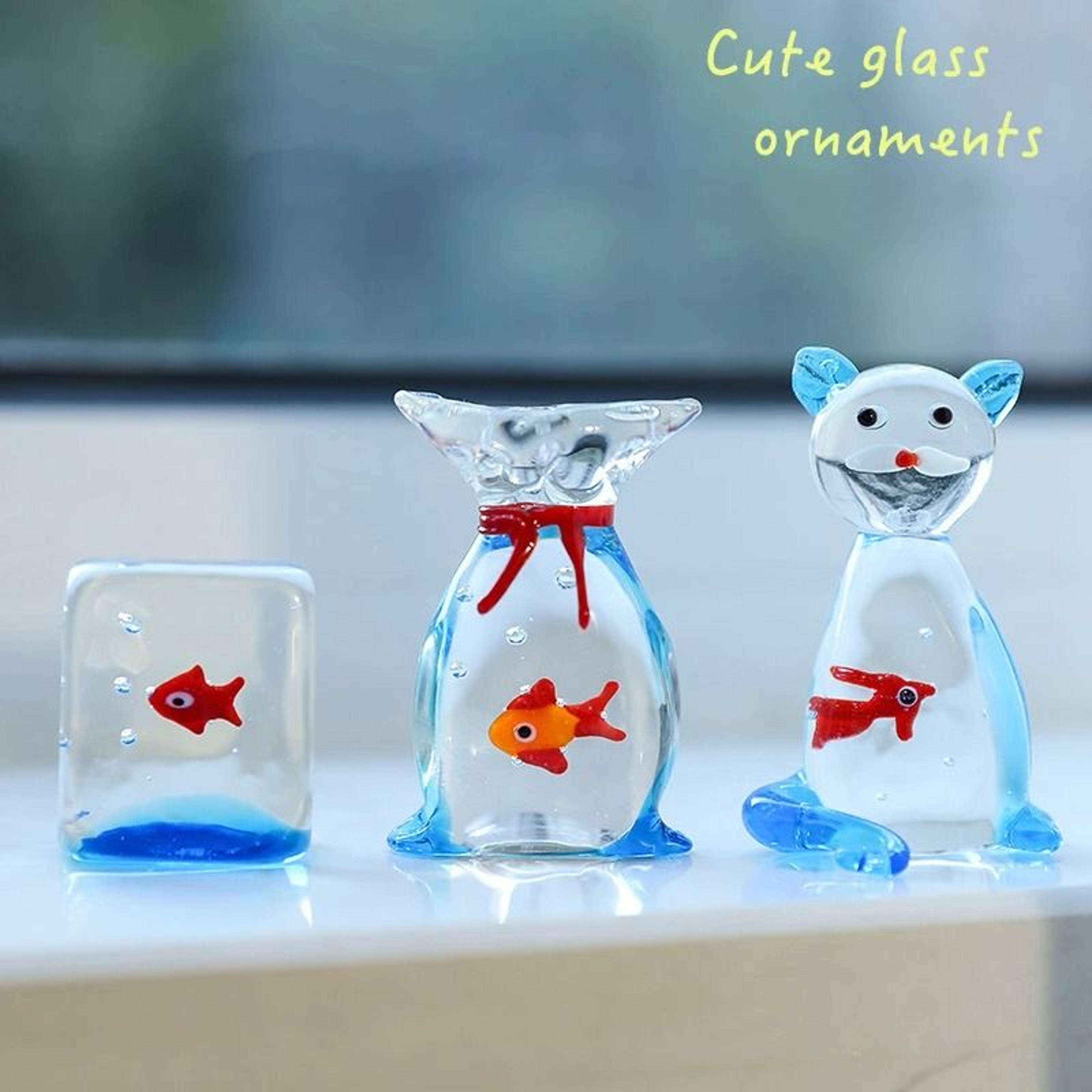 Handcrafted Glass Fish Figurine Mini Colorful Desktop Decor 12