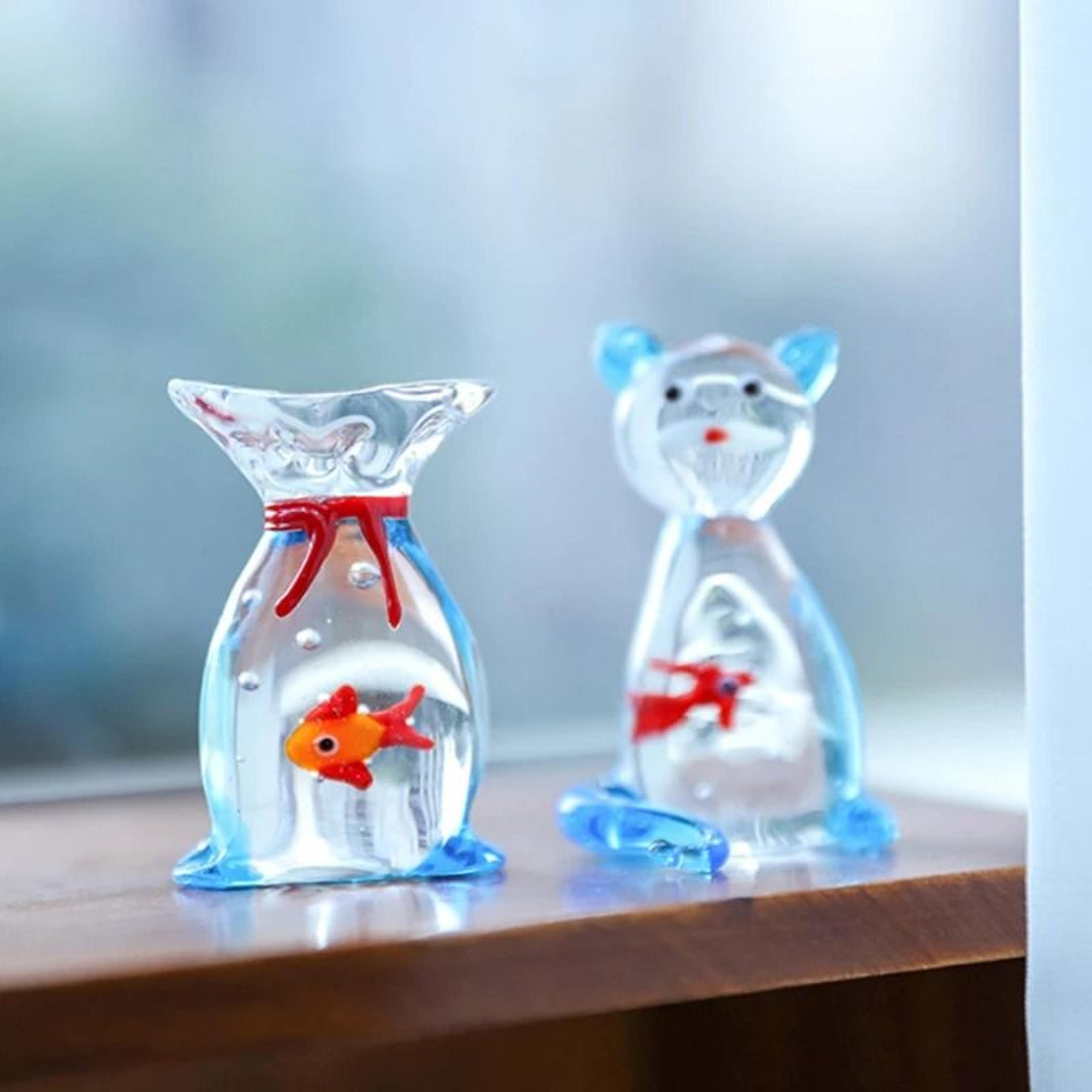 Handcrafted Glass Fish Figurine Mini Colorful Desktop Decor 9