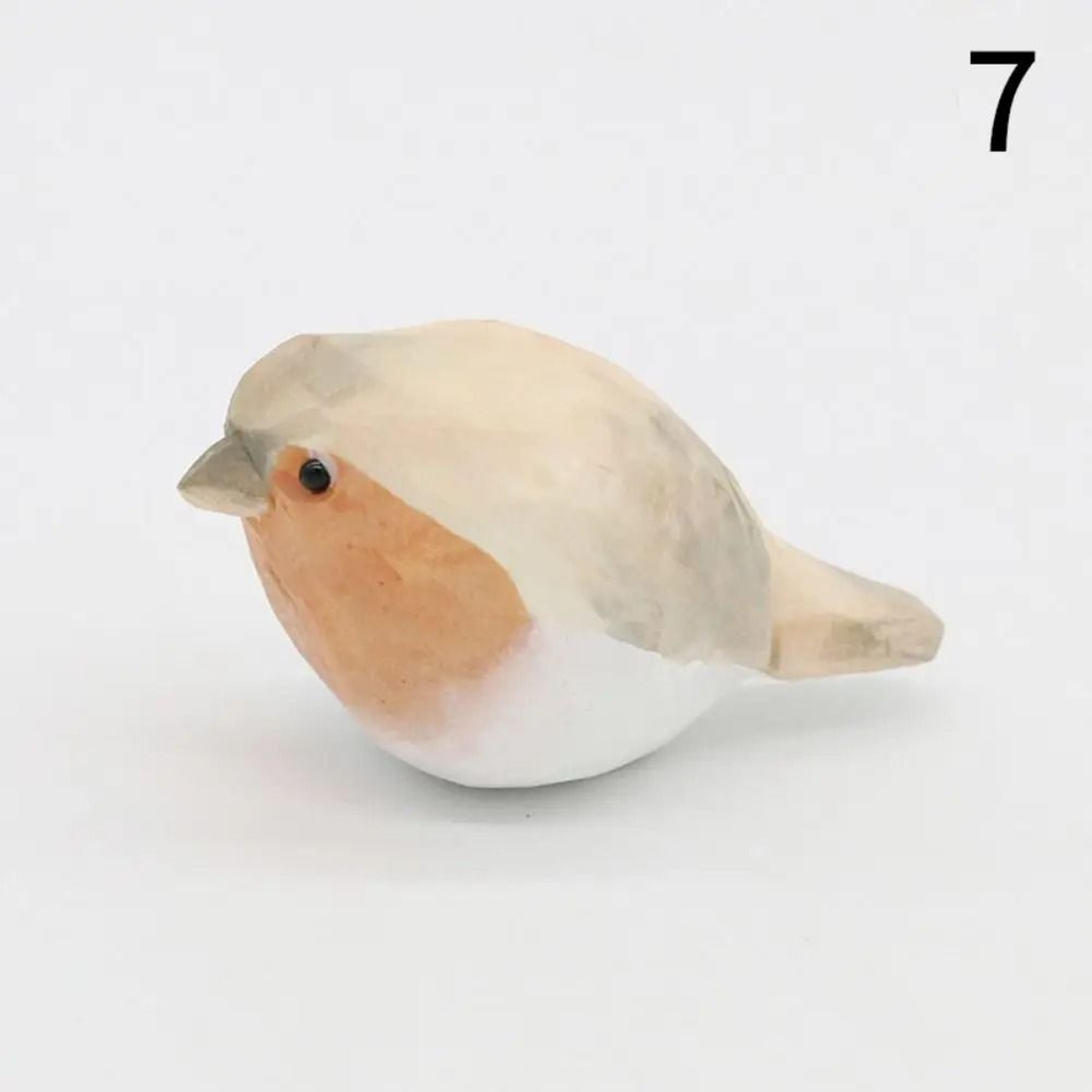 Hand Carved Wooden Bird Figurine Mini Rustic Home Decor 7
