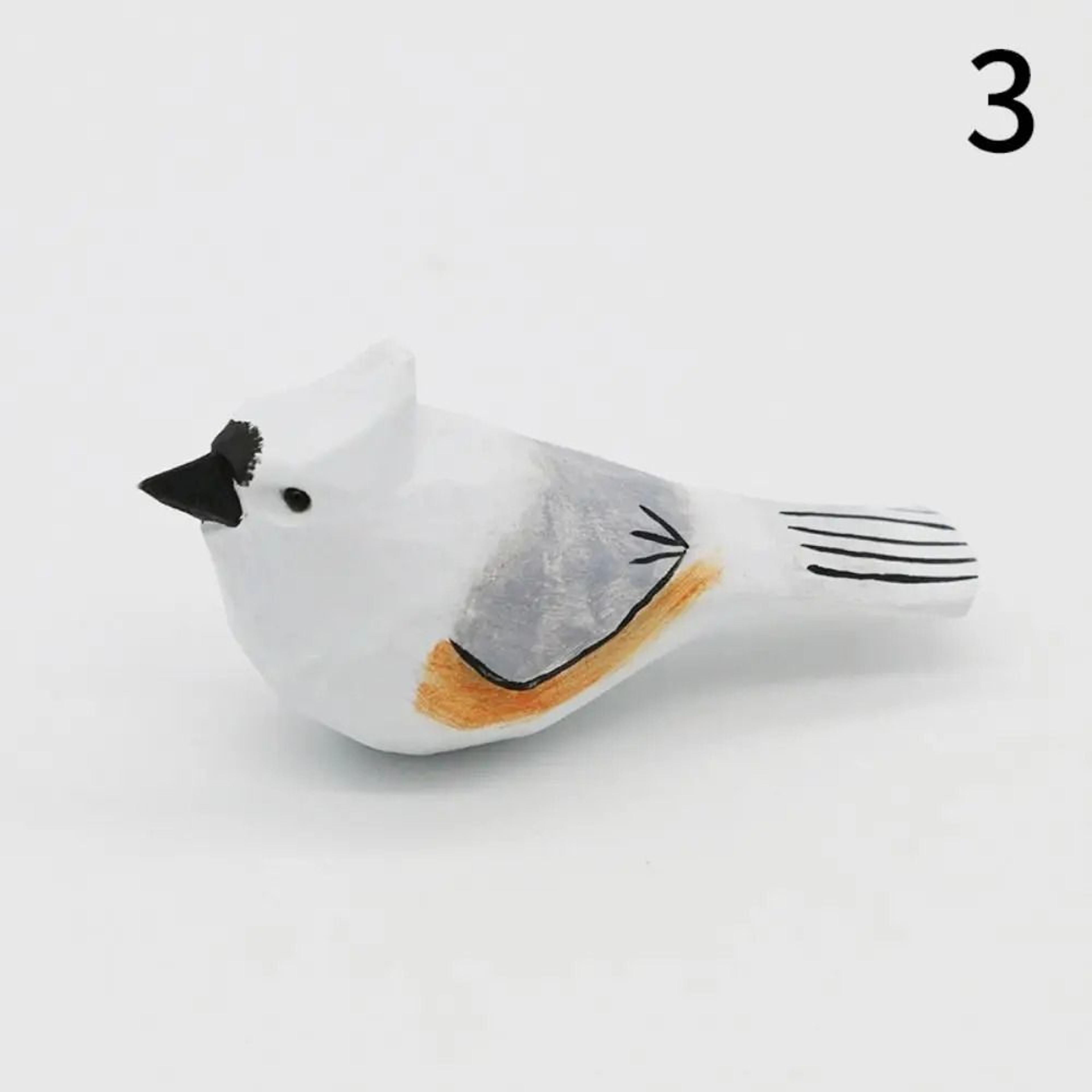 Hand Carved Wooden Bird Figurine Mini Rustic Home Decor 3