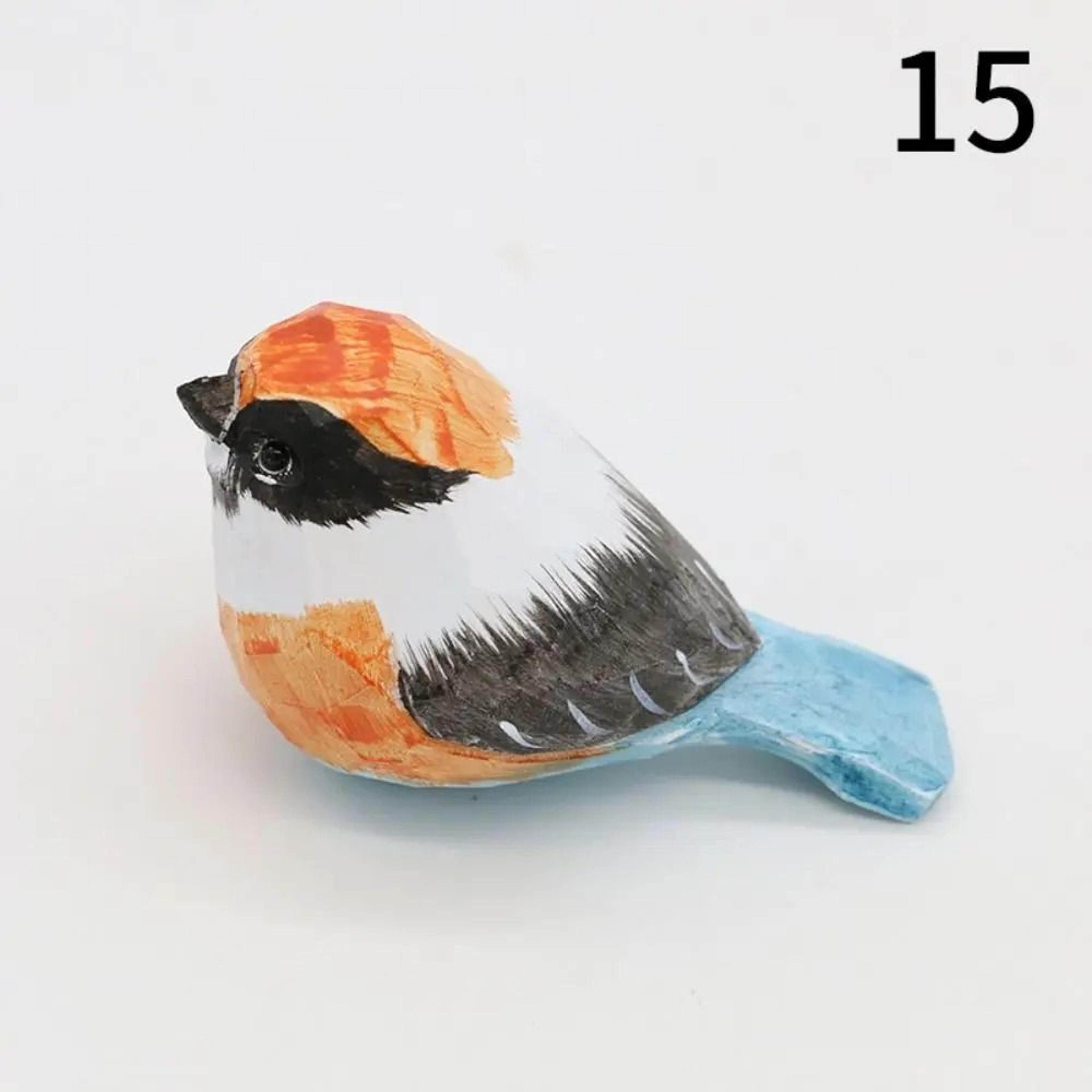 Hand Carved Wooden Bird Figurine Mini Rustic Home Decor 15