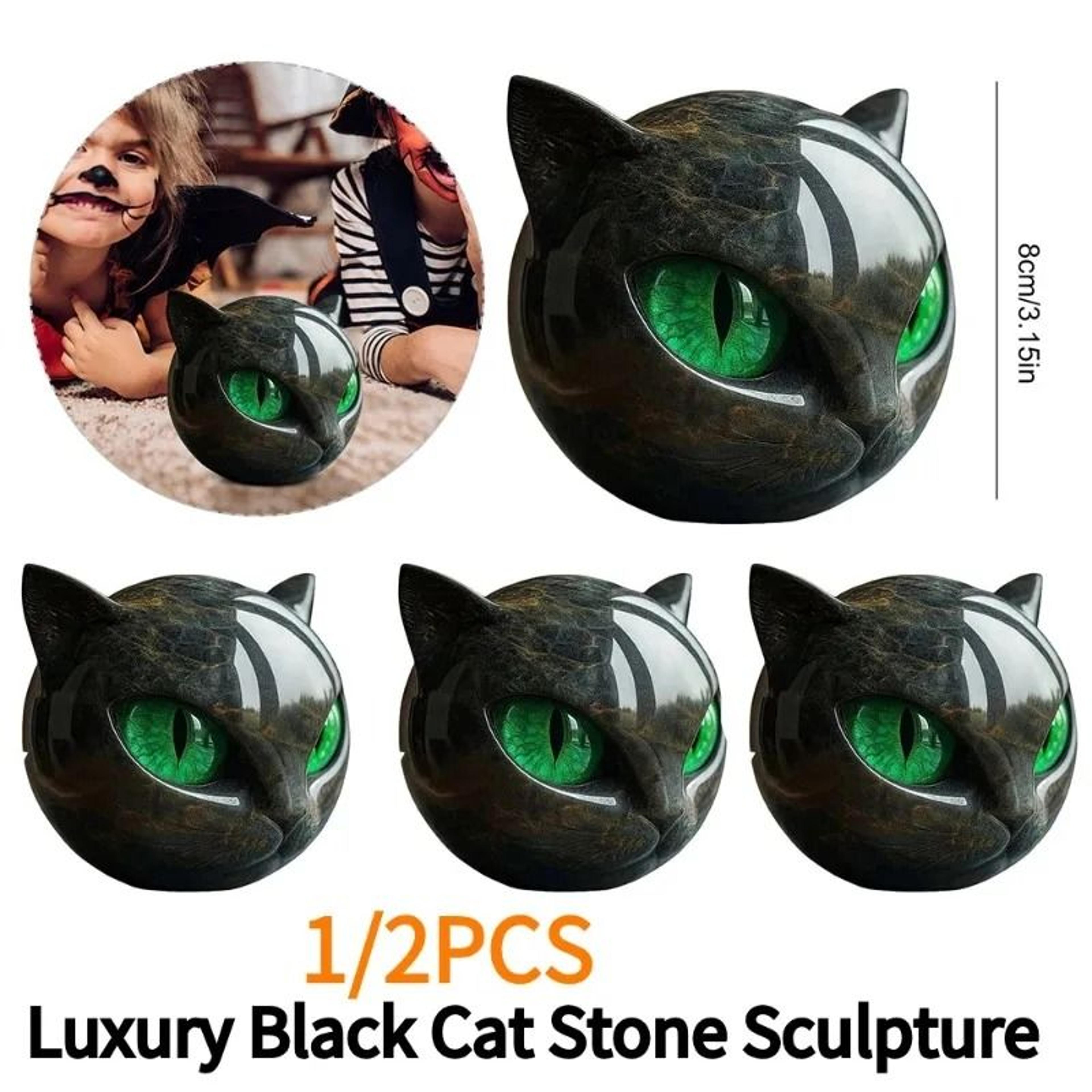 Black Cat Sculpture Resin Cat Head Decor Modern Luxury Home Accent 10
