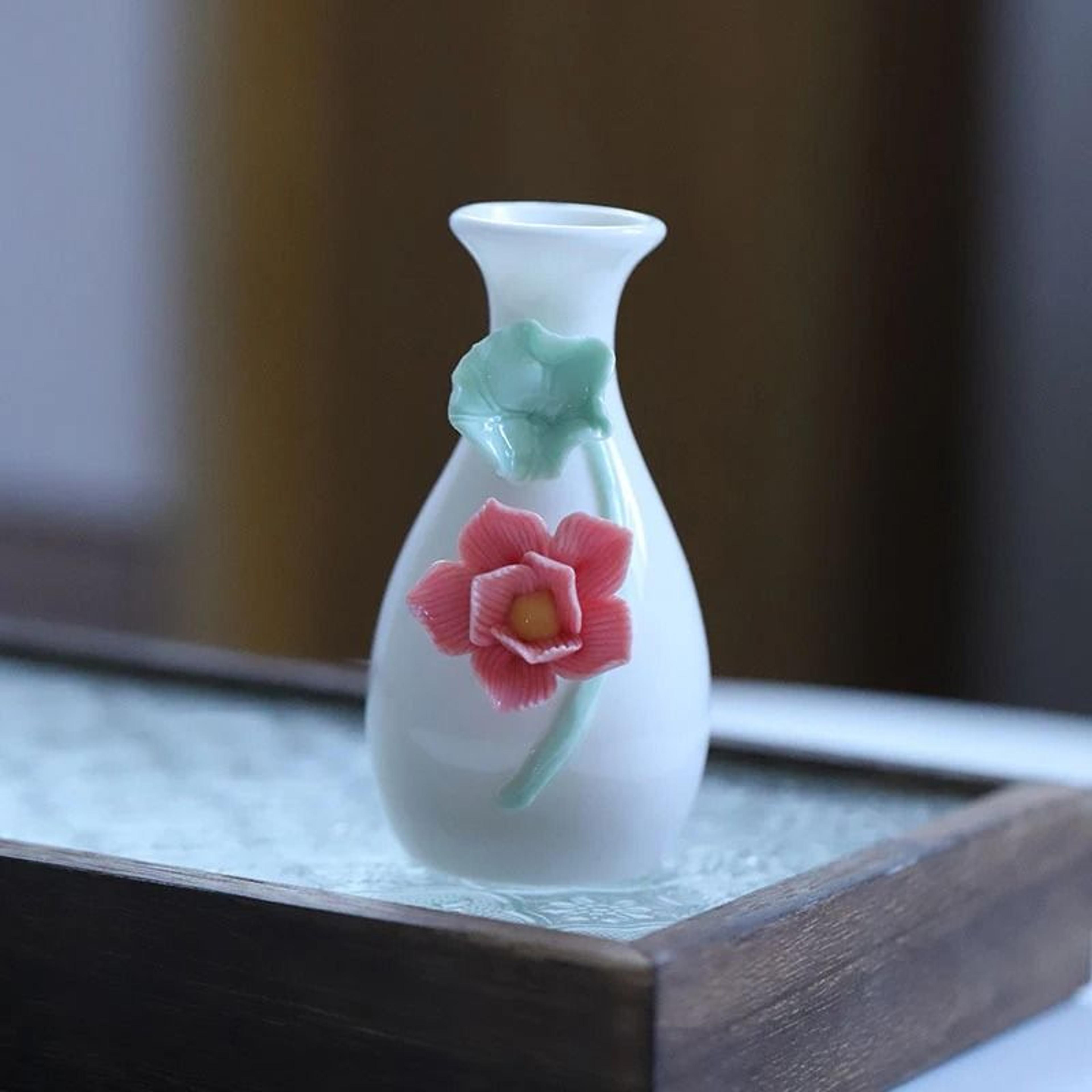 Ceramic Mini Vase Toothpick Holder Jar Chinese Style Cotton Swab Storage Decor 1