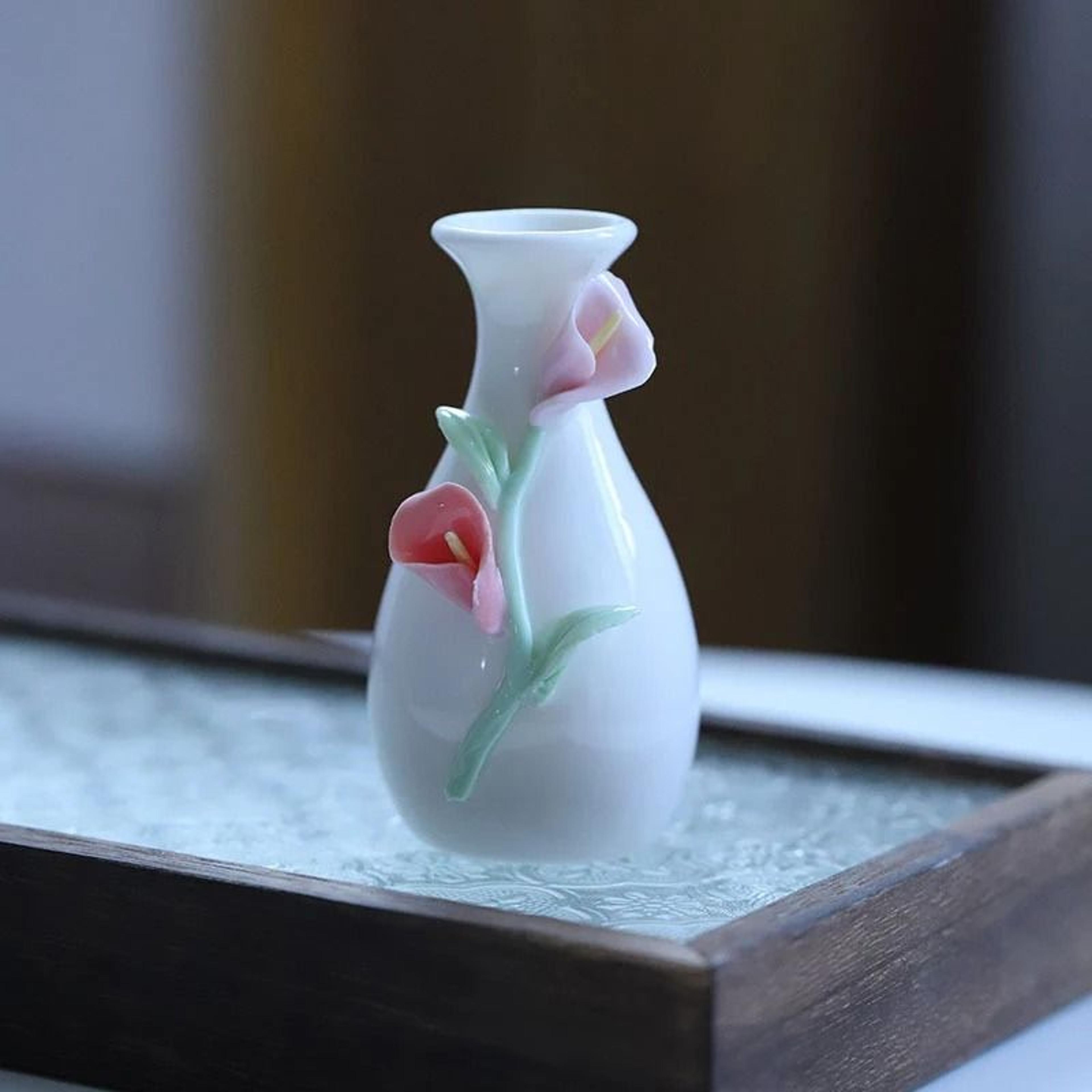 Ceramic Mini Vase Toothpick Holder Jar Chinese Style Cotton Swab Storage Decor 2
