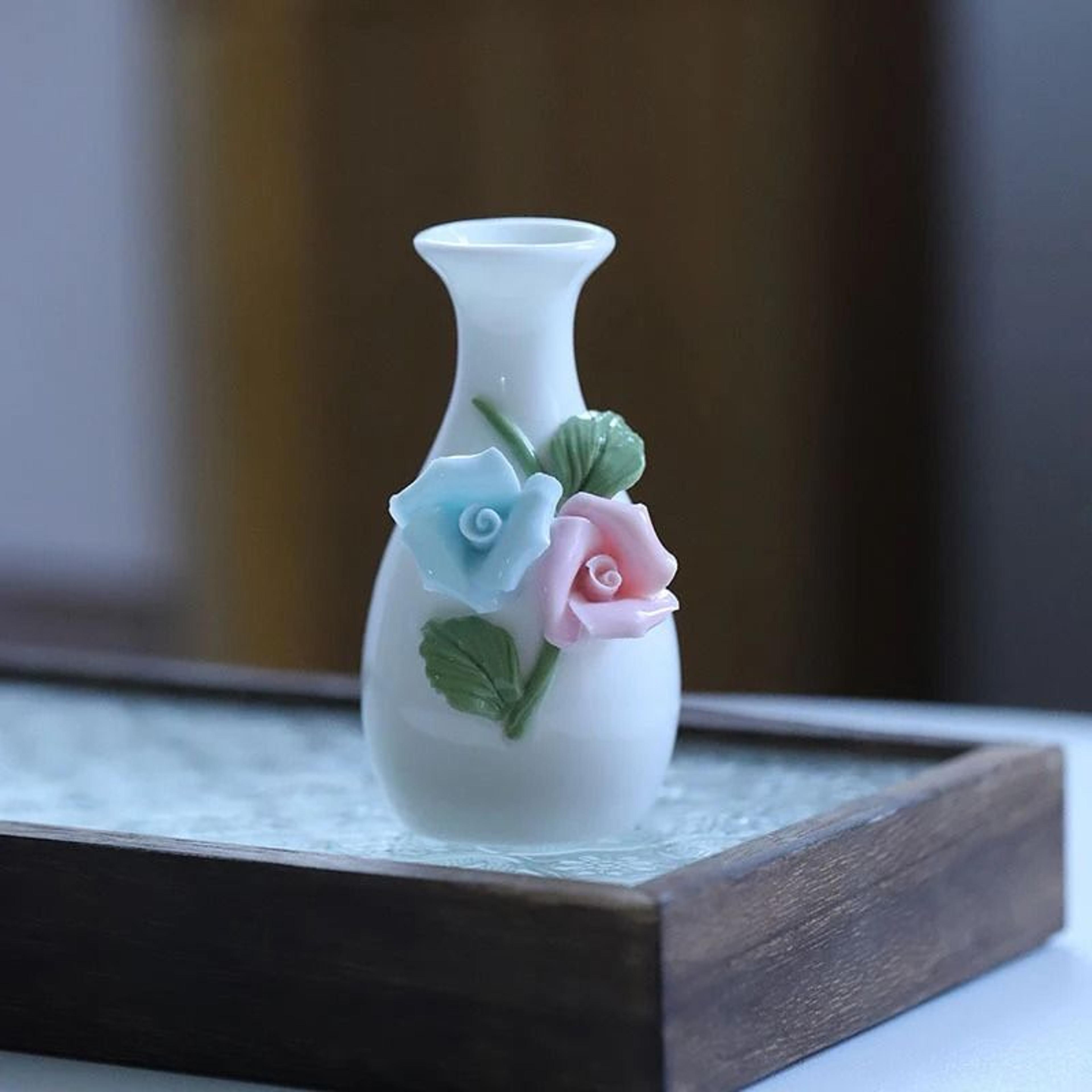 Ceramic Mini Vase Toothpick Holder Jar Chinese Style Cotton Swab Storage Decor 5