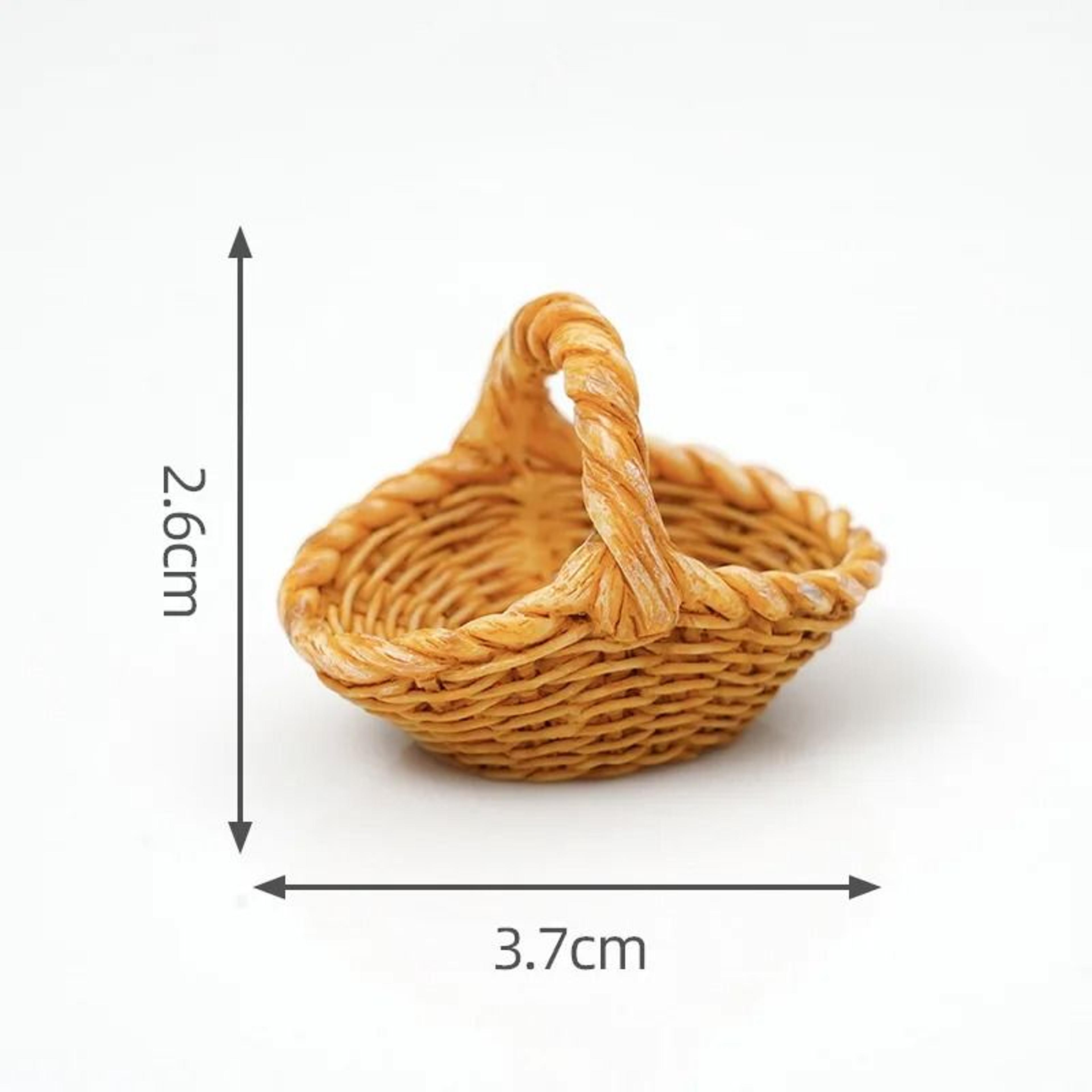 Mini Rattan Basket Dollhouse Miniature Accessories DIY Kitchen Food Display Decor 7