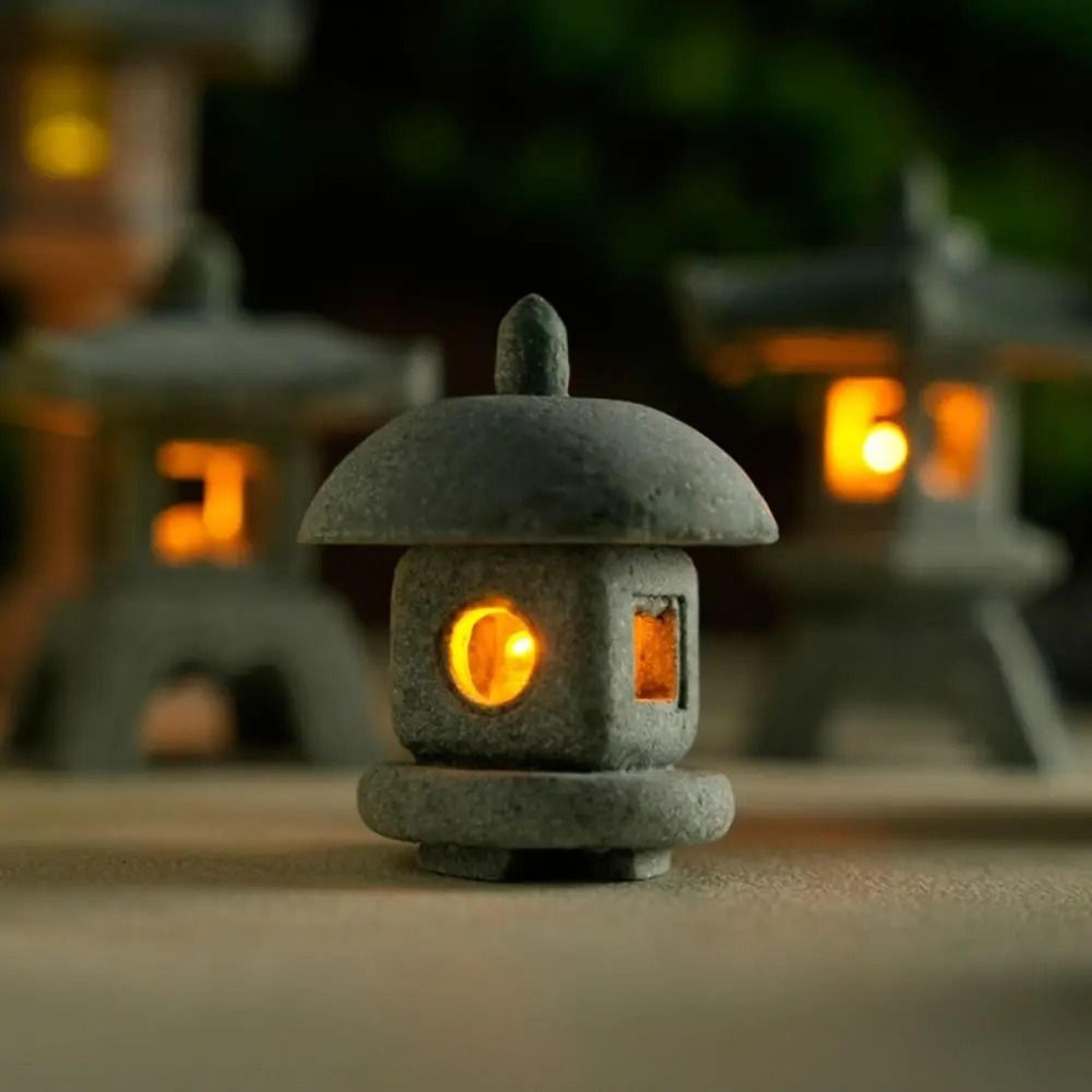 Mini Pagoda Lantern Zen Garden Decor Miniature Bonsai Landscape Light Statue 10