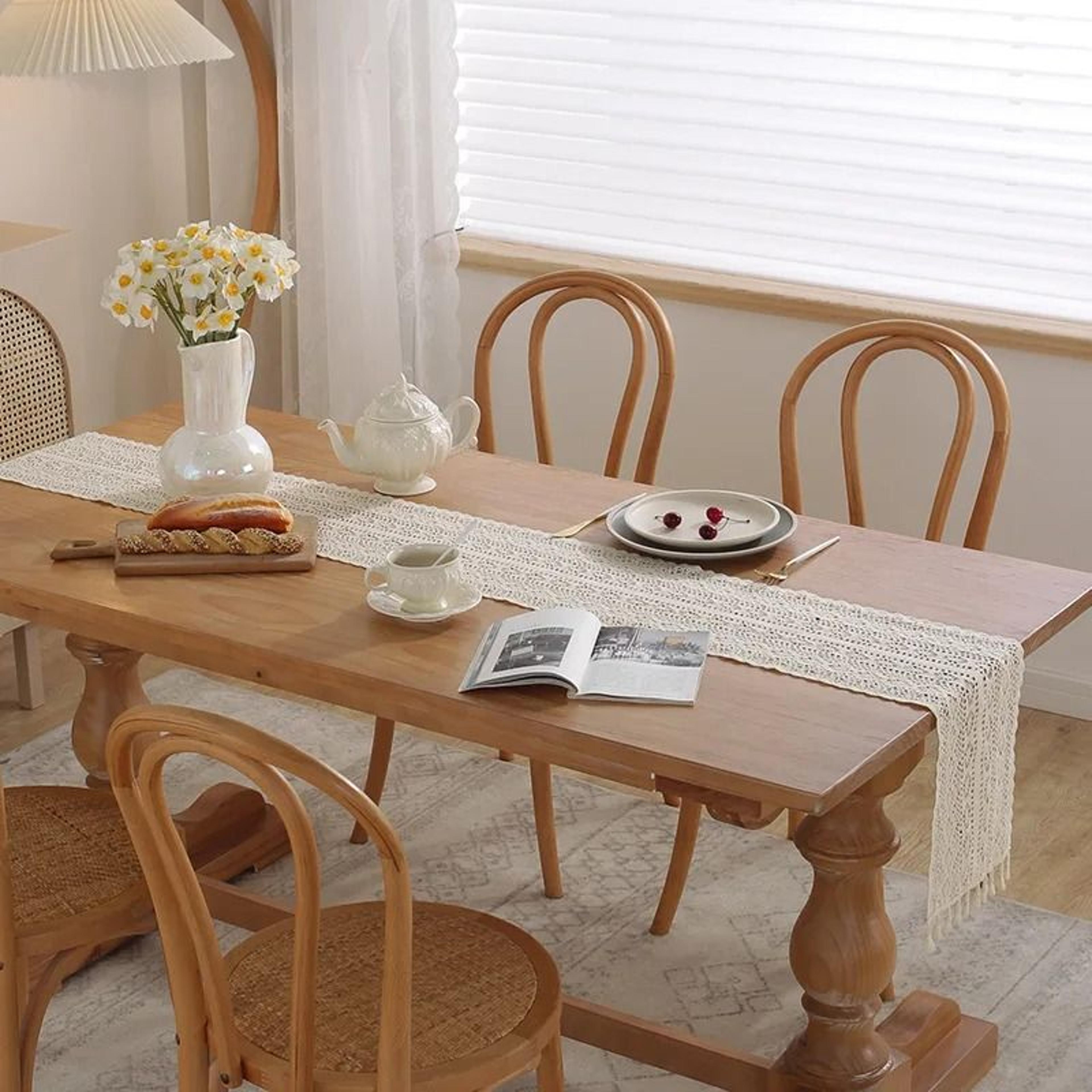 Crochet Lace Table Runner Vintage Beige Boho Table Decor Wedding Table Runner 10