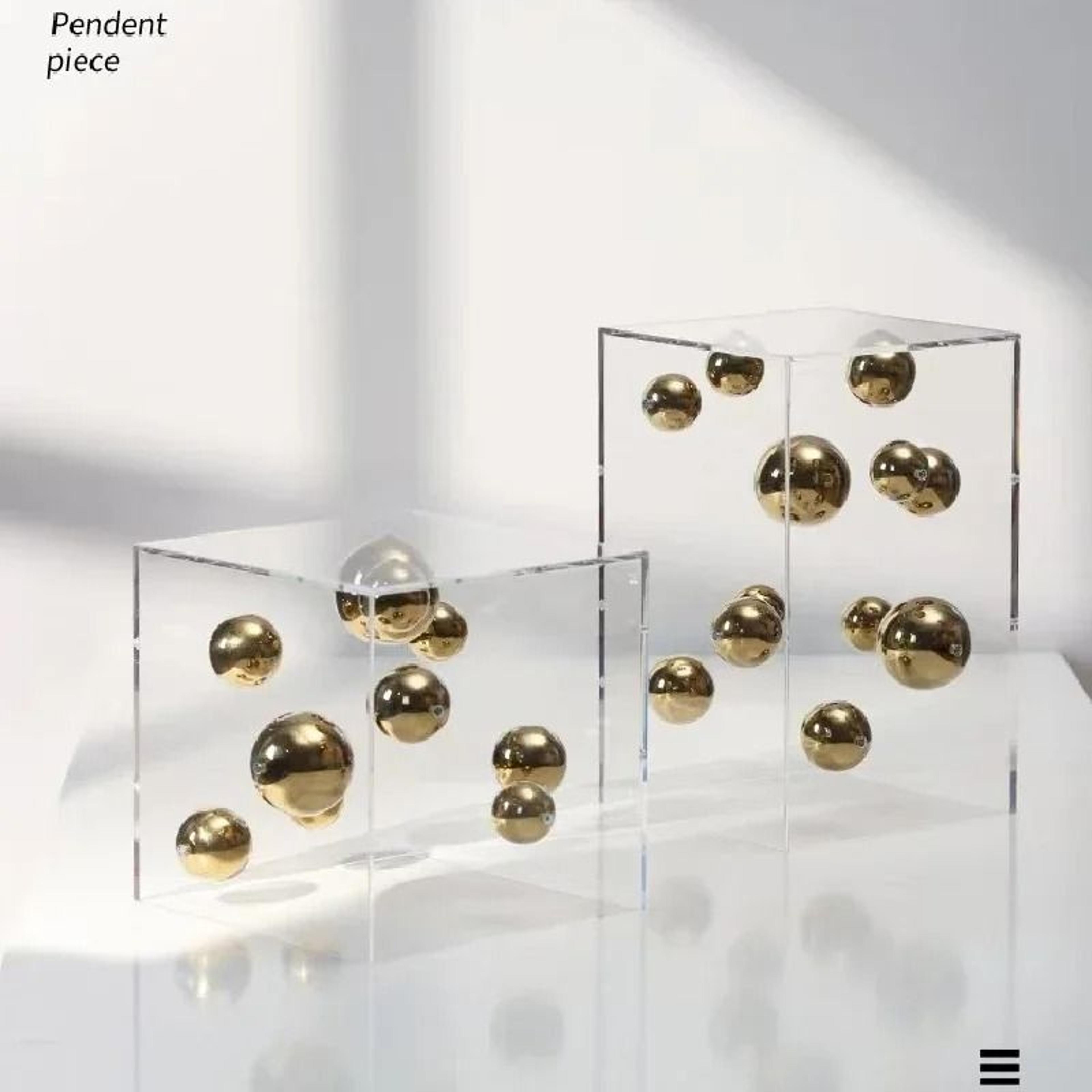Geometric Metal Decor Sculpture In Acrylic Display Box For Modern Minimalist Home Styling 14