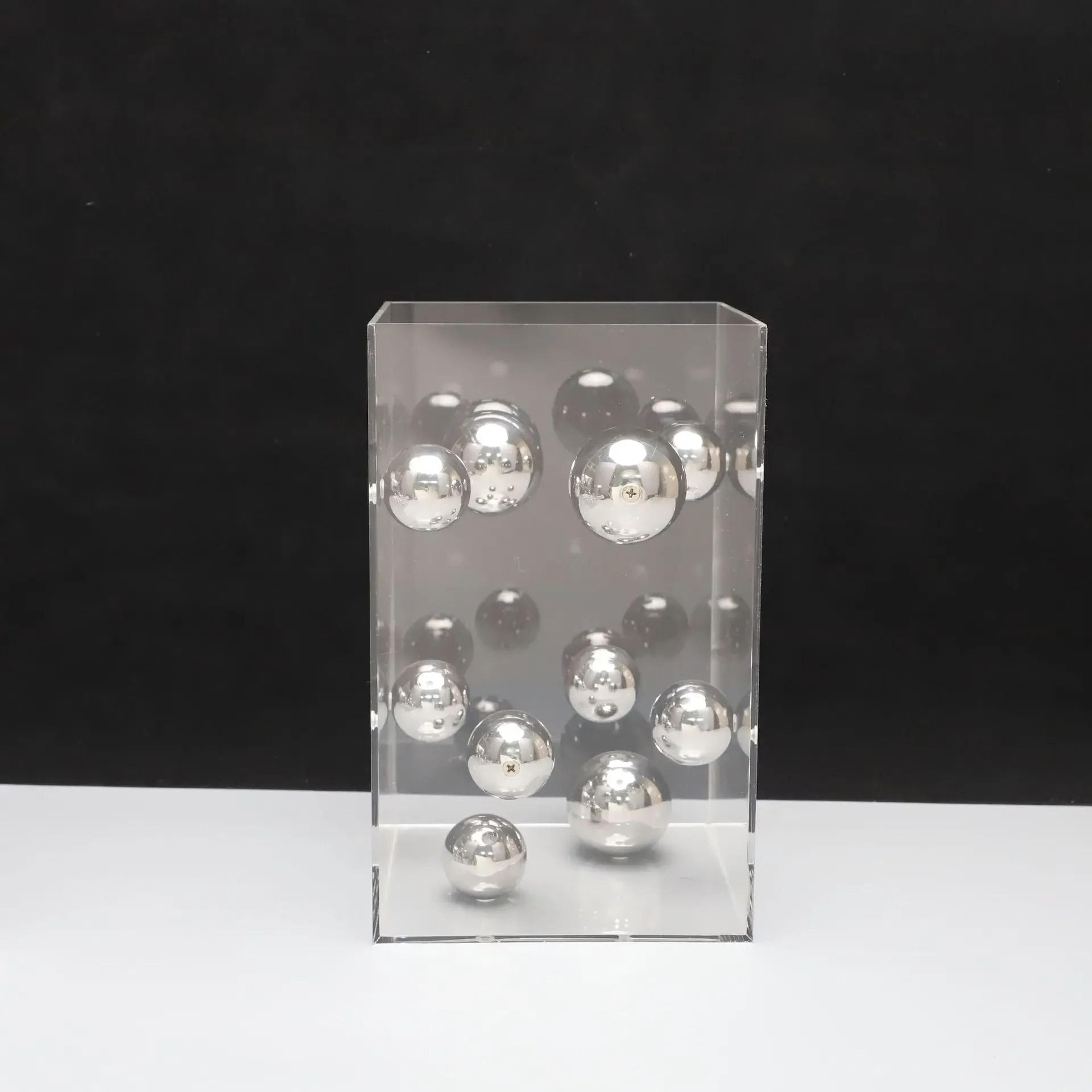 Geometric Metal Decor Sculpture In Acrylic Display Box For Modern Minimalist Home Styling 8