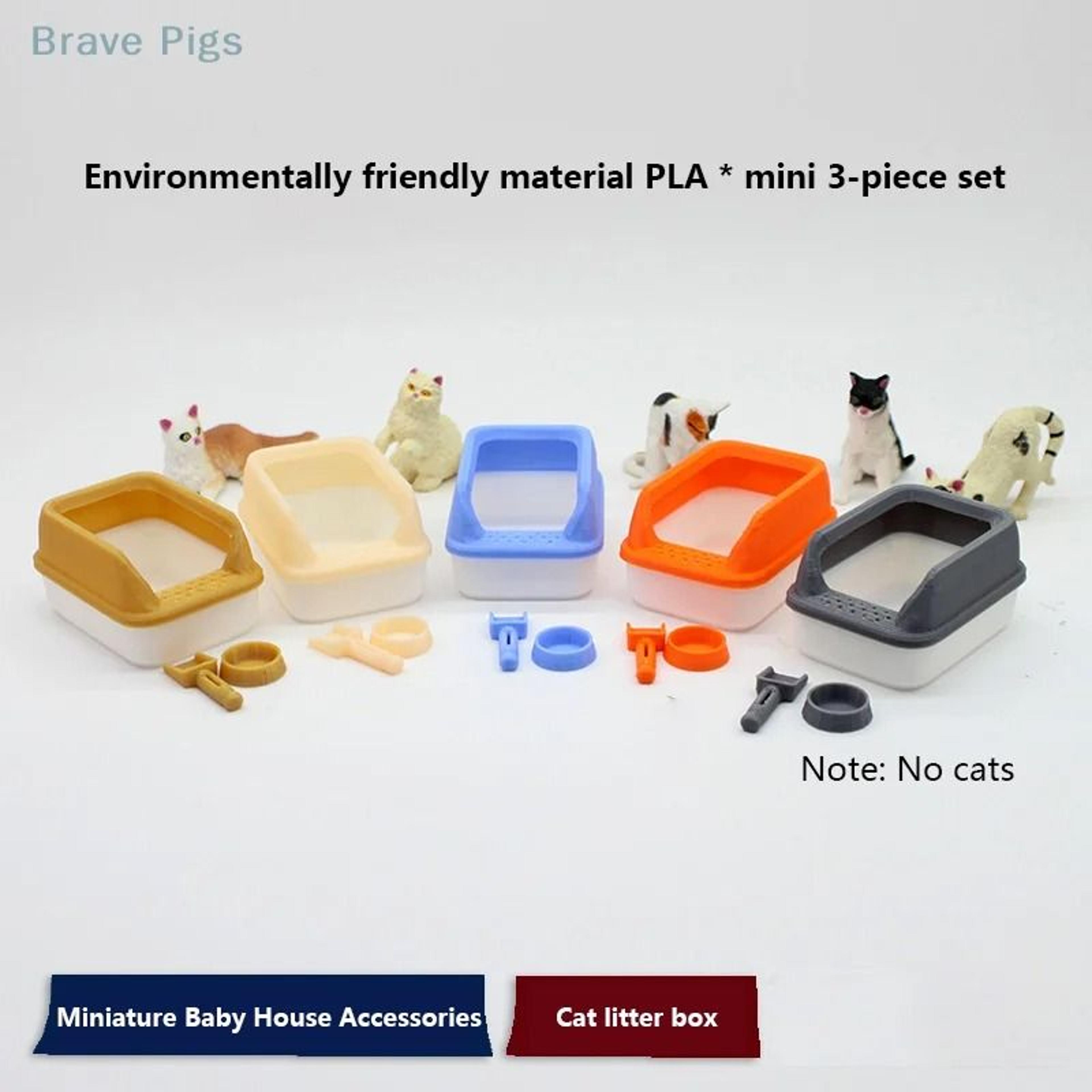 Miniature Cat Litter Box Set Dollhouse Pet Accessories With Shovel Toy 10