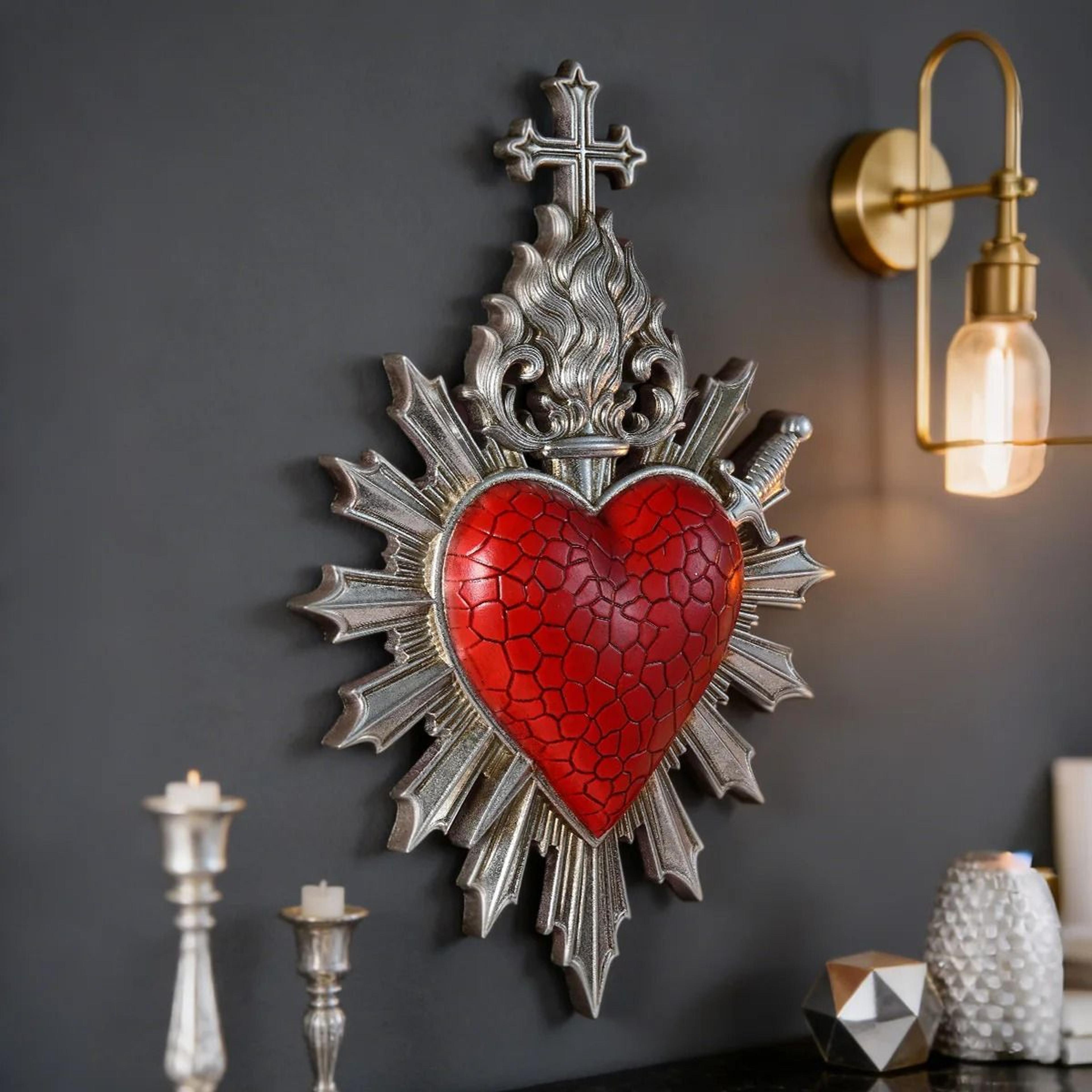 Flame Heart Arrow Wall Decor Resin Love Pendant Romantic Room Decoration 5