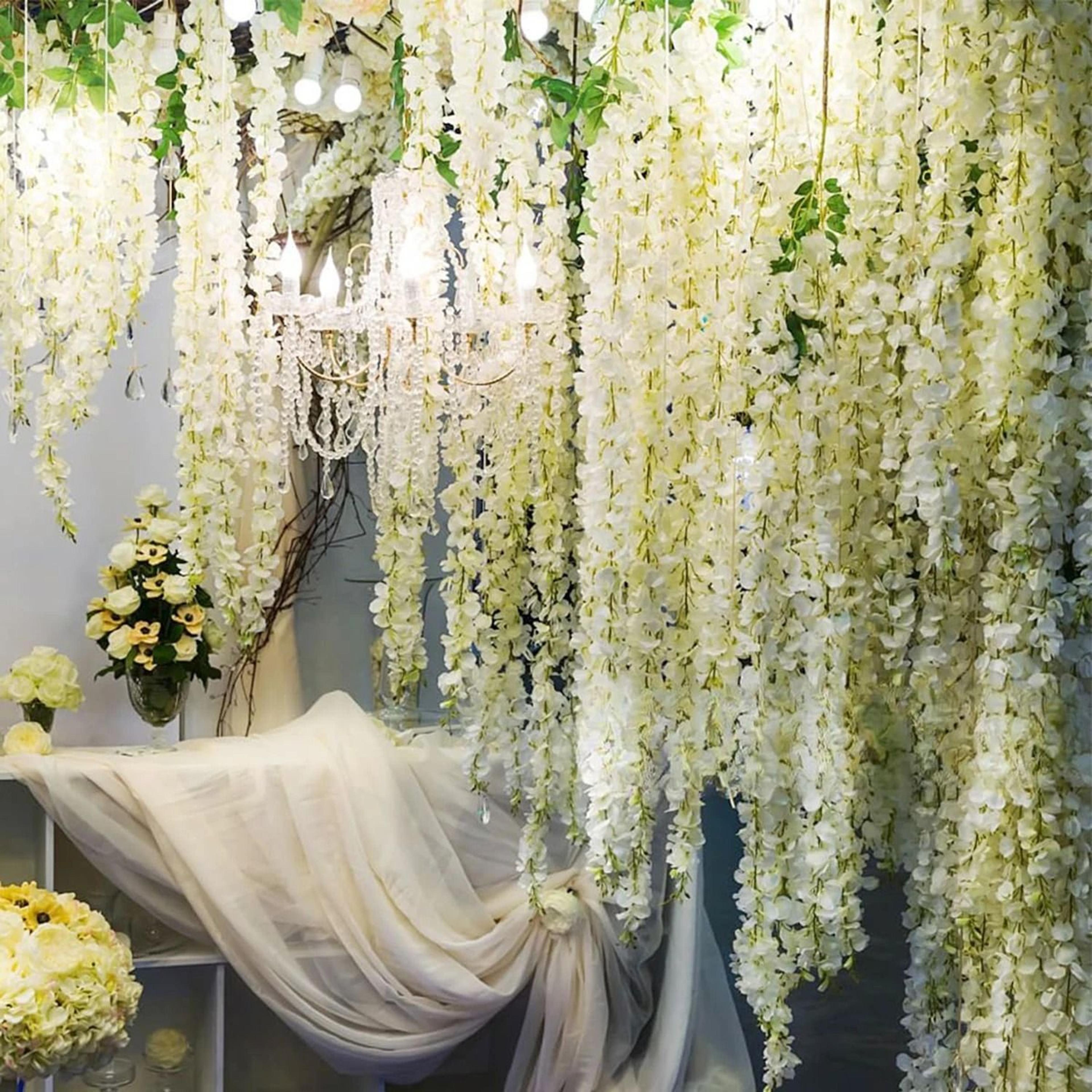 artificial violet vine flowers hanging plant wedding decor arrangement