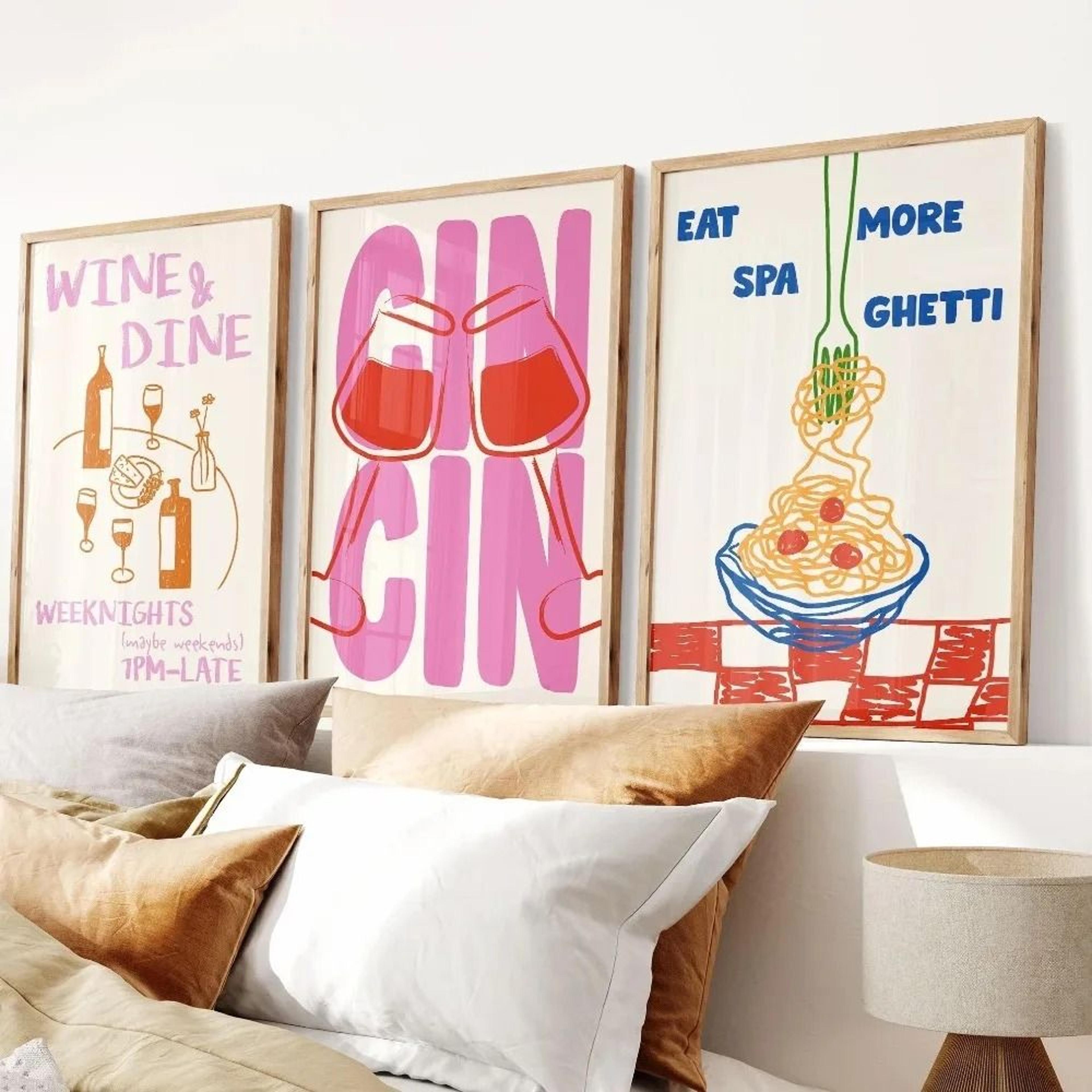 Cin Cin Cheers Wall Art Set Retro Cocktail Kitchen Bar Poster Decor 11