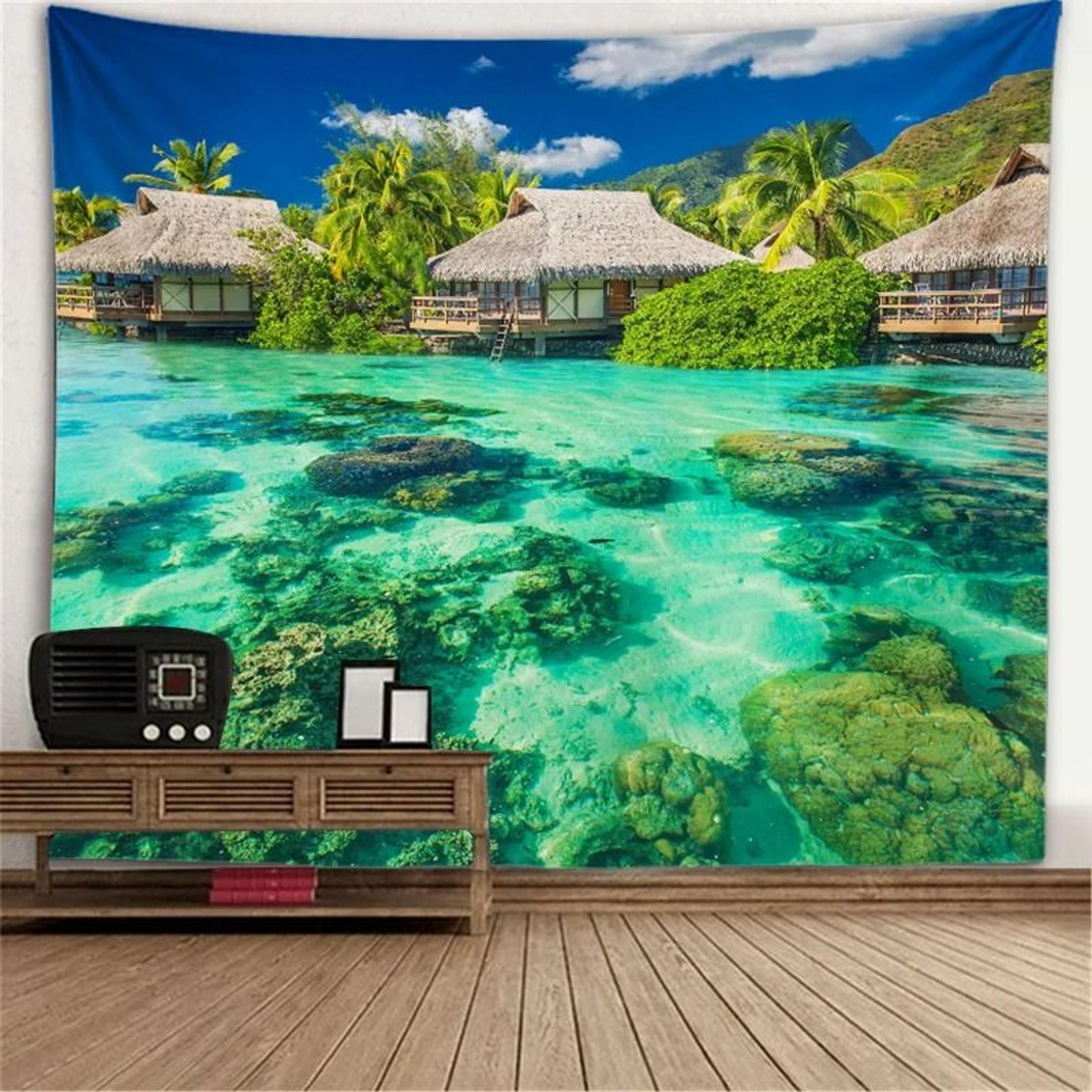 Window Scenery Wall Tapestry Nature View Mural Background Decor 17