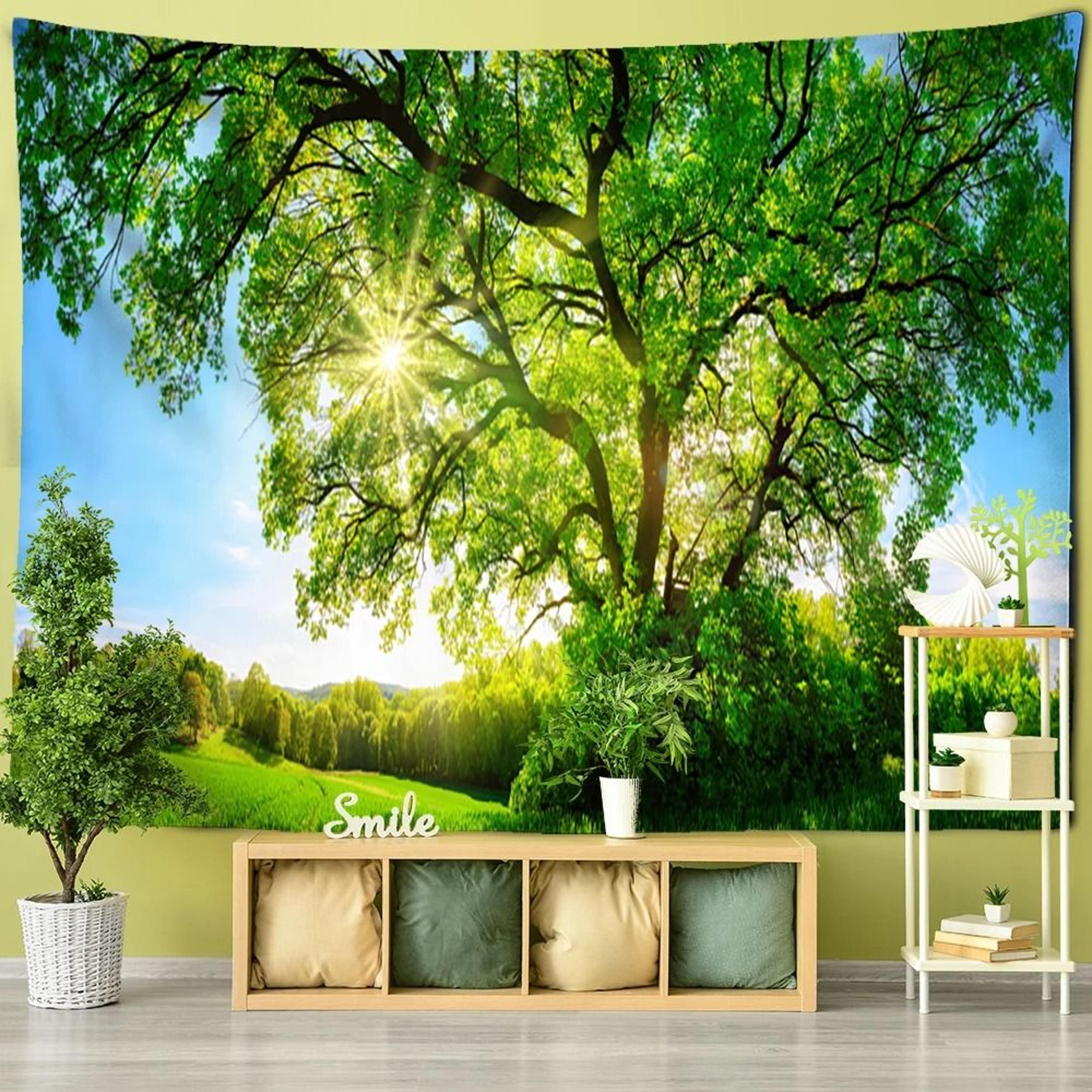 Forest Tree Wall Tapestry Bohemian Nature Scenery Hanging Decor 1