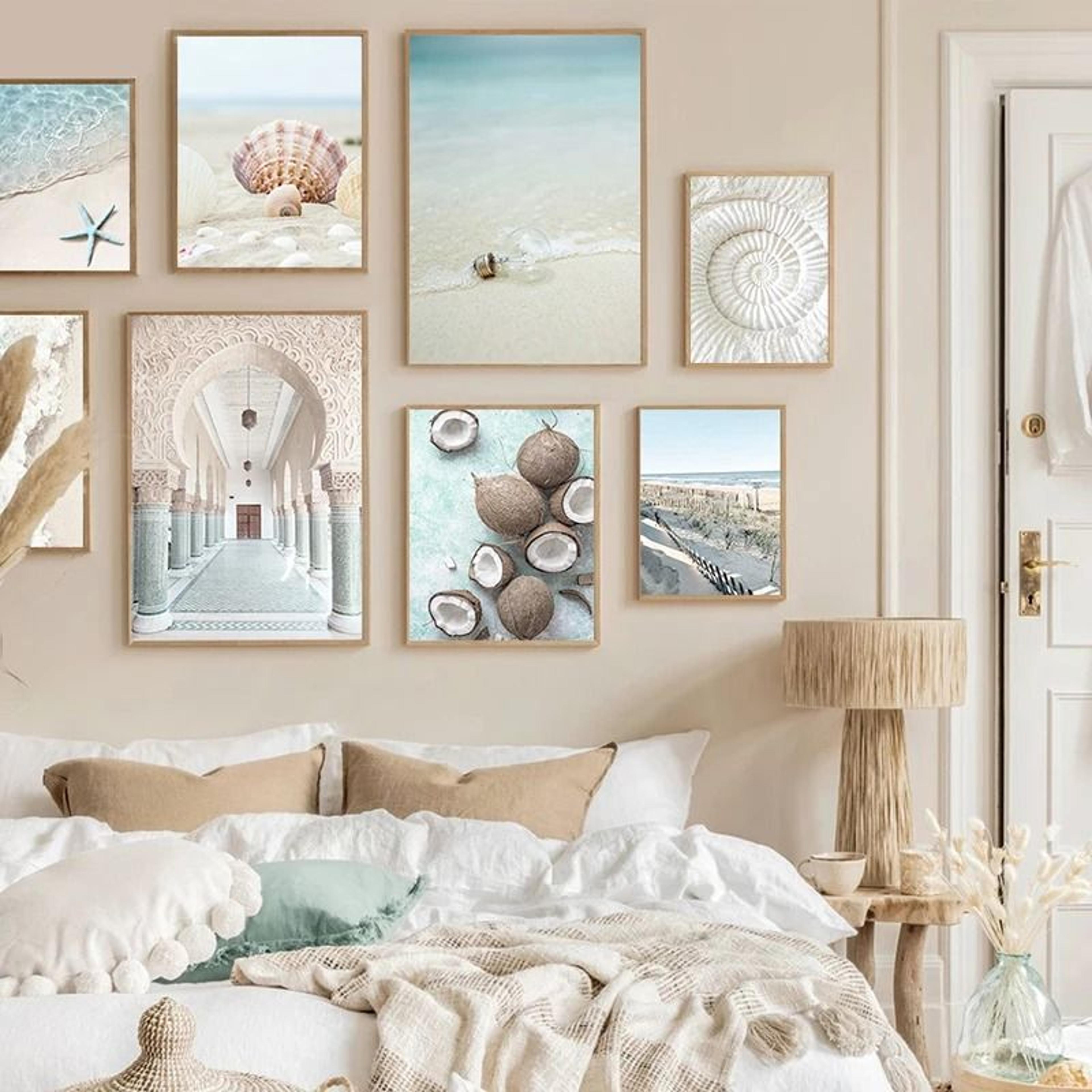 tropical beach shell canvas wall art ocean aesthetic decor print