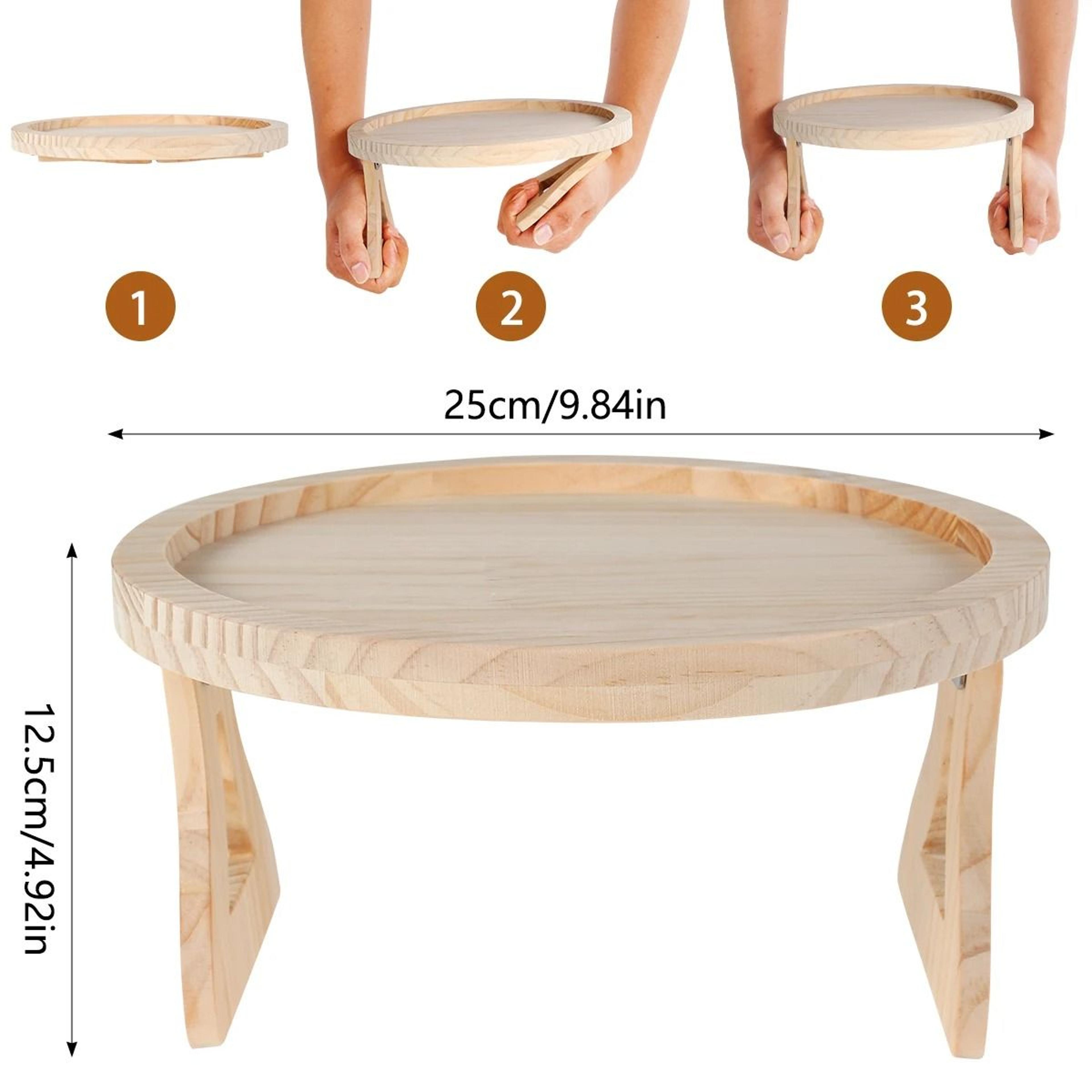 Wood Sofa Arm Tray Folding Couch Arm Table With Non Slip Base 1