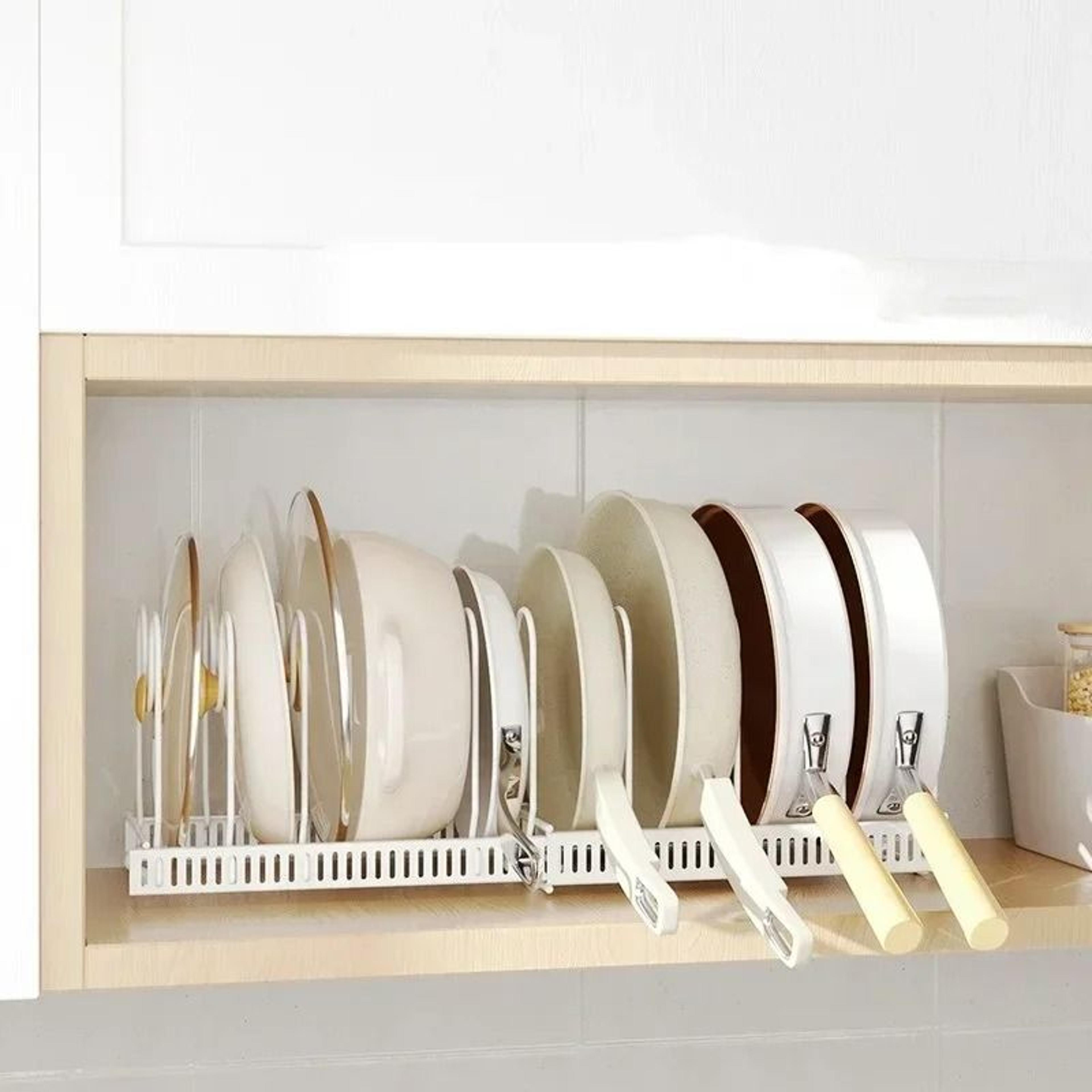 Adjustable Multi Layer Pot And Dish Drying Rack Retractable Kitchen Organizer 8