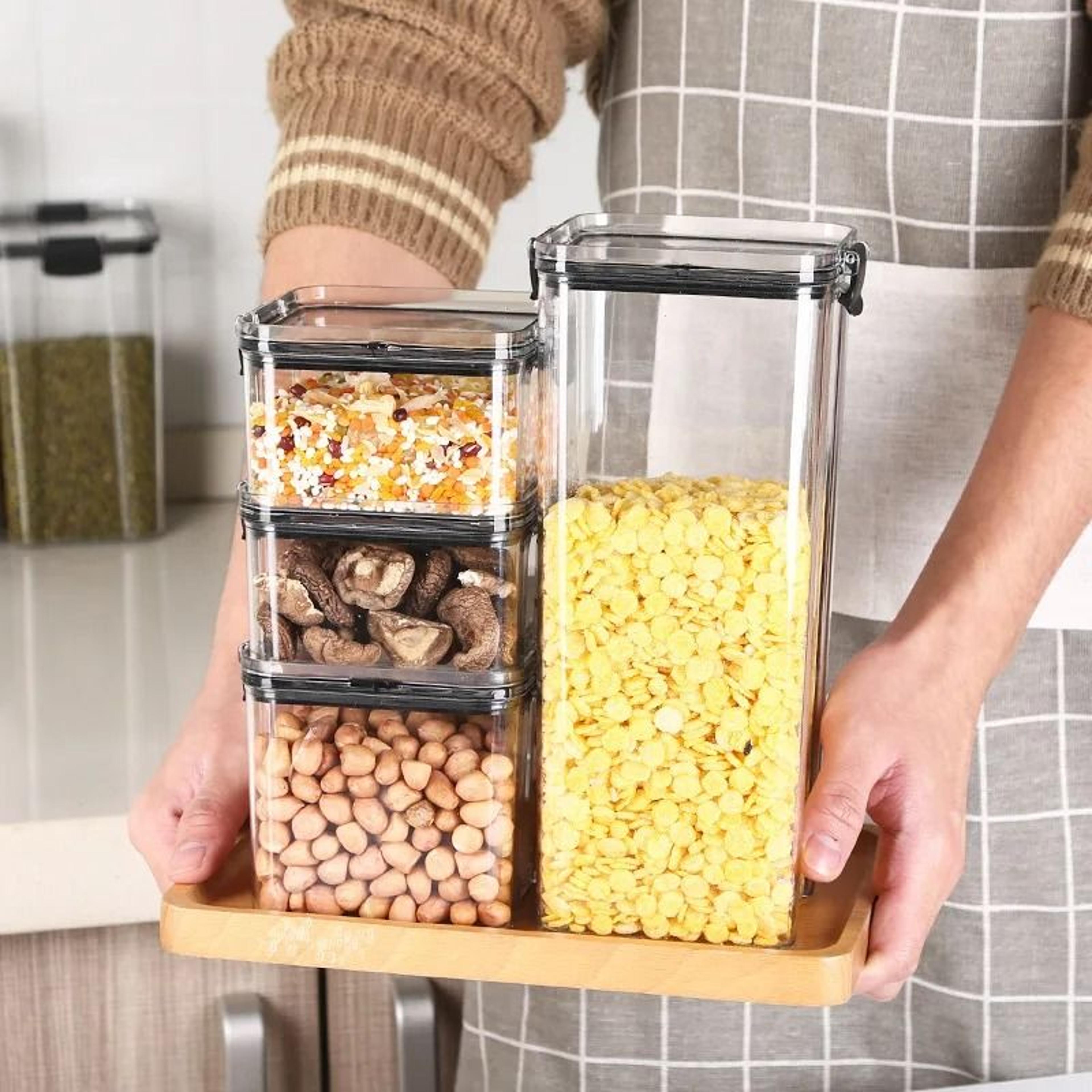 5 Piece Airtight Kitchen Storage Containers Stackable Grain Organizer Set 18