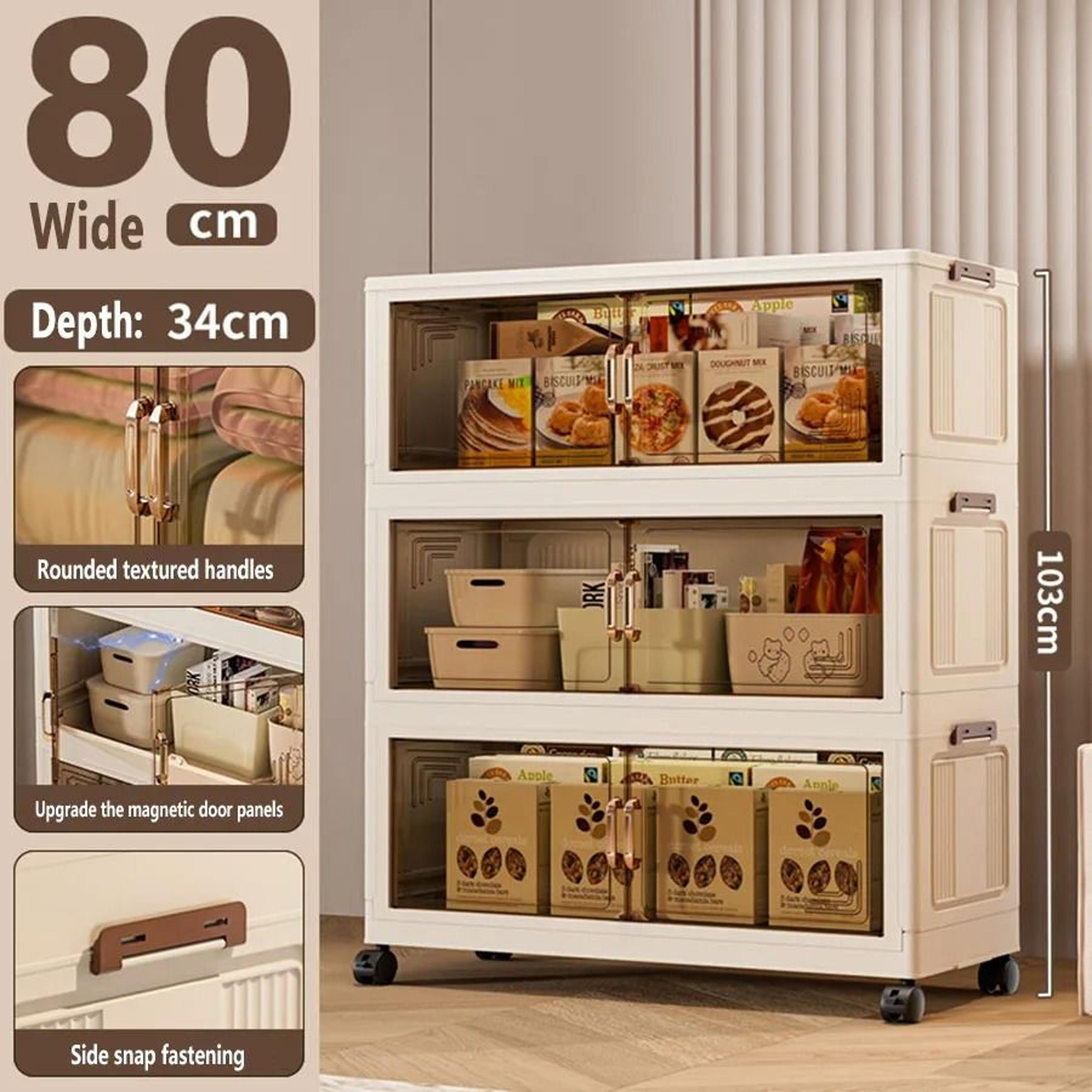 Foldable Storage Cabinet Large Capacity Dustproof Wardrobe Organizer 19