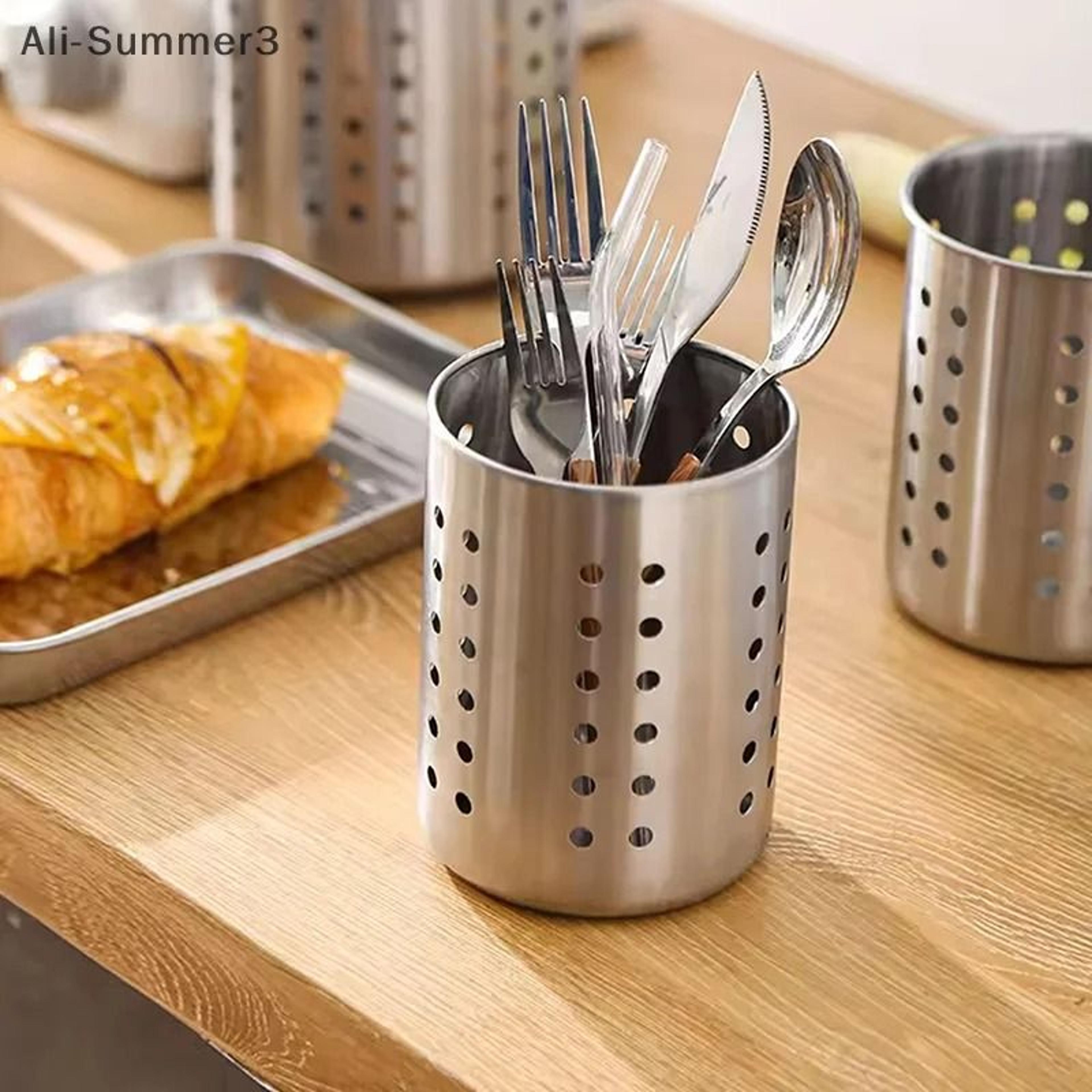 Stainless Steel Cutlery Holder Utensil Drainer Organizer Basket 5