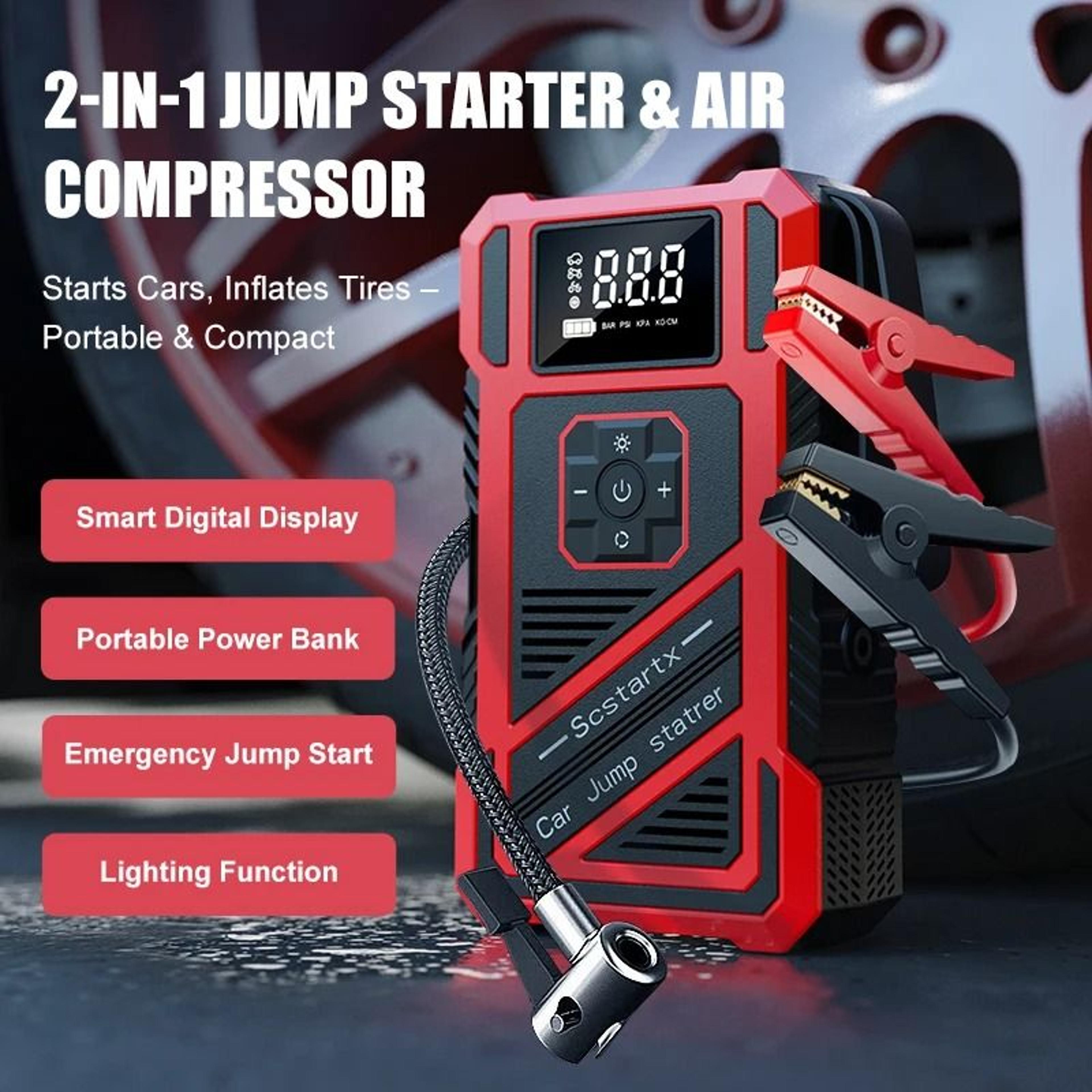 AutoRescue 4 In 1 Car Jump Starter Air Compressor Power Bank 9