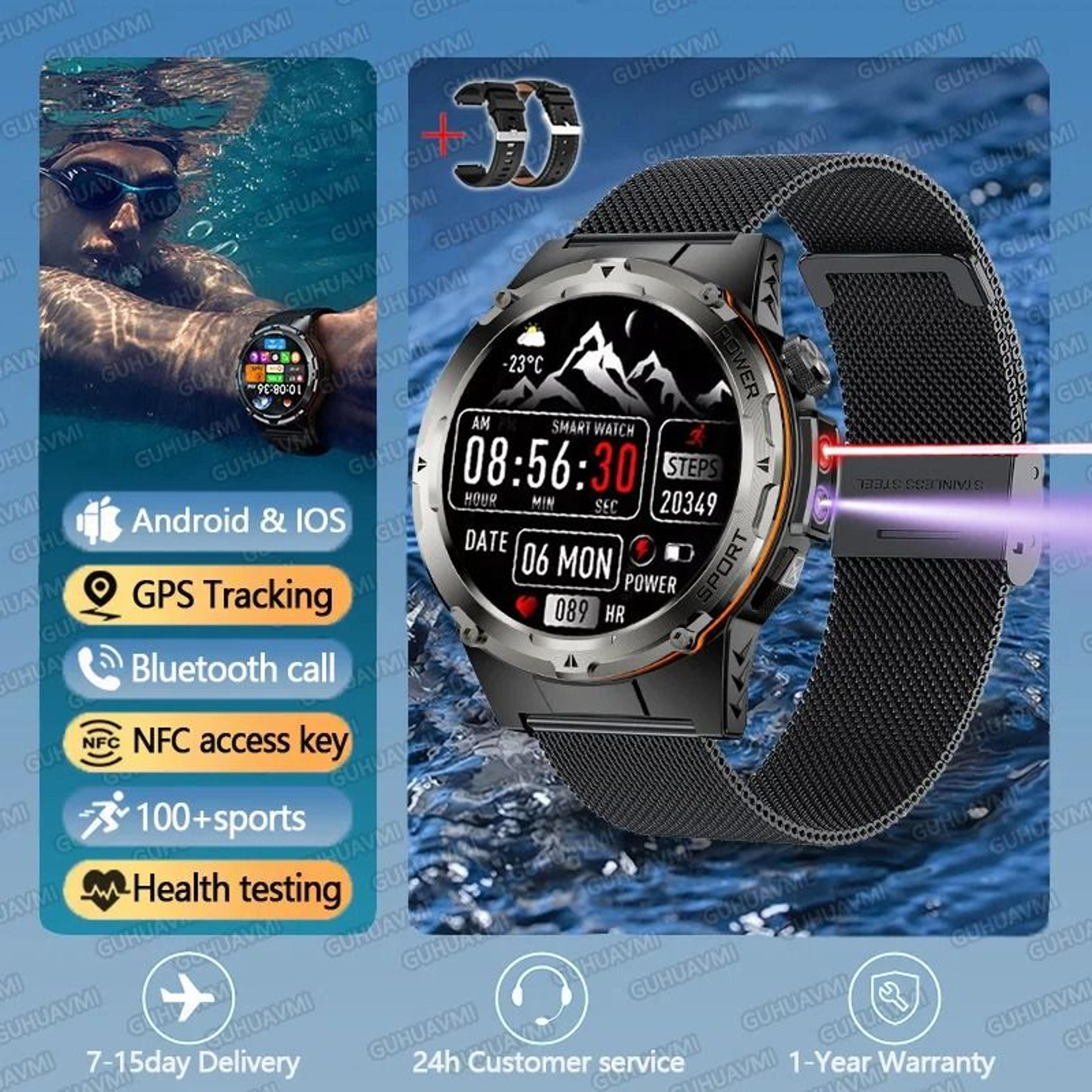 TitanCore GPS Military Smart Watch NFC Bluetooth Call Waterproof Sports Watch 6