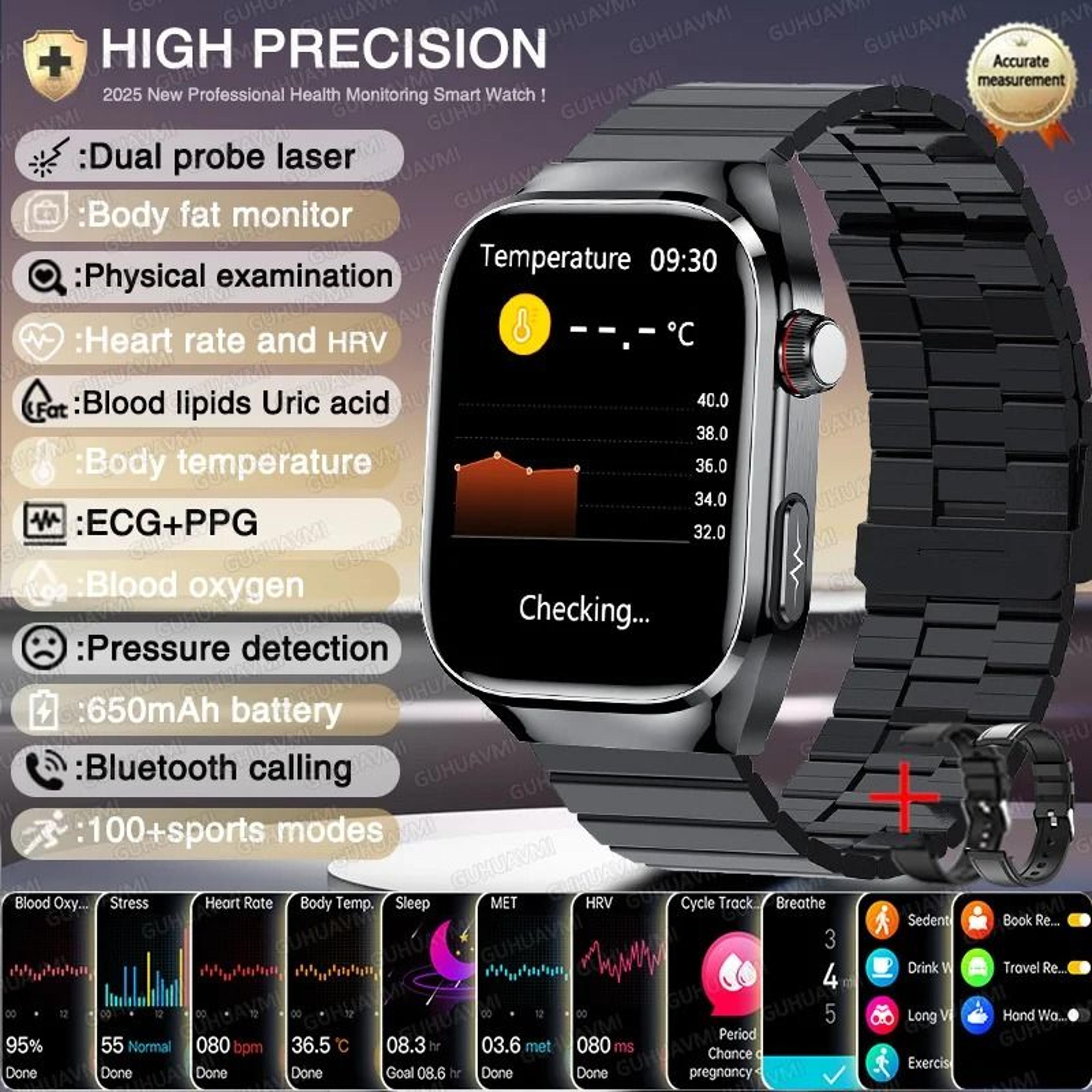 BioTrack AI ECG Smart Watch Health Monitor Bluetooth Call 11