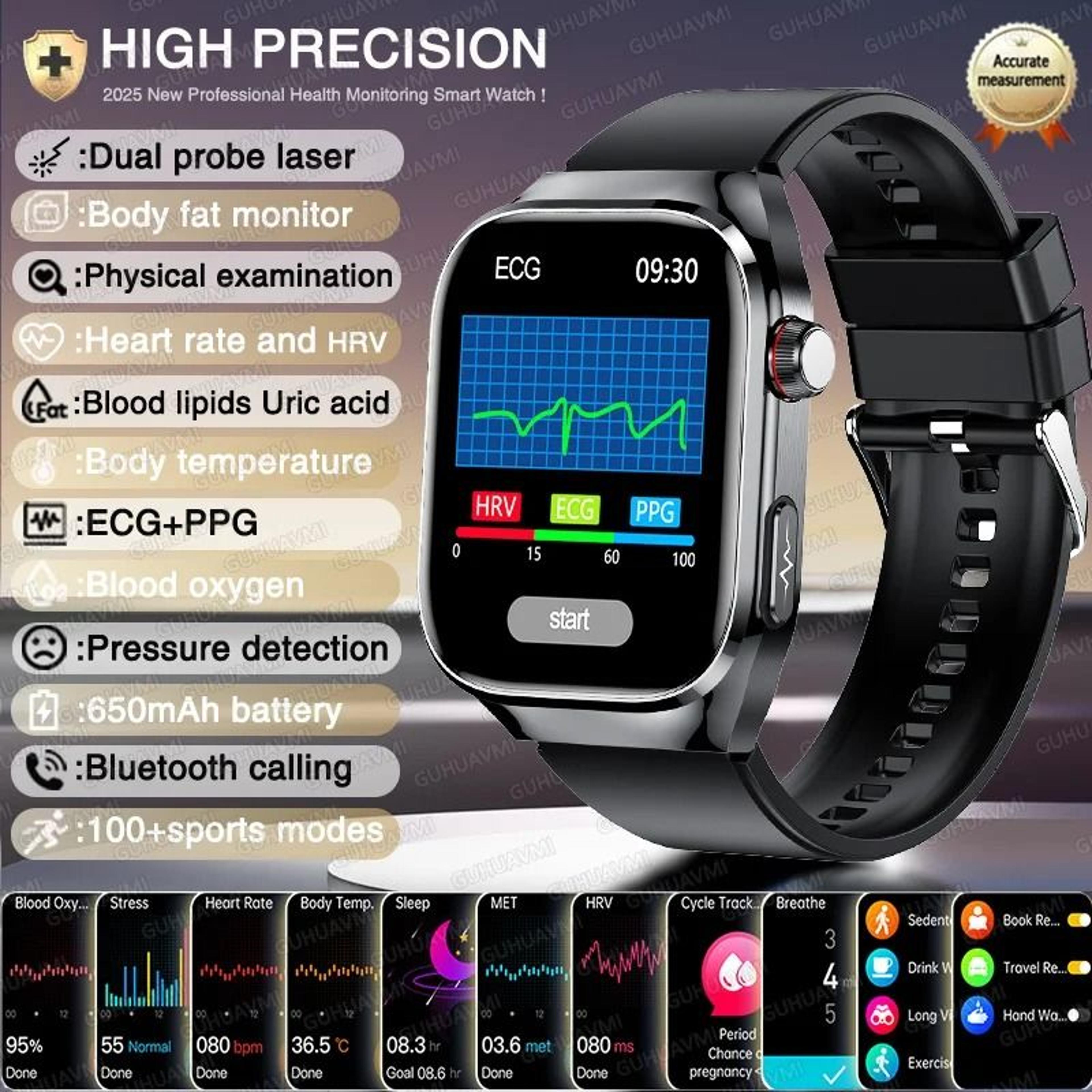 BioTrack AI ECG Smart Watch Health Monitor Bluetooth Call 2