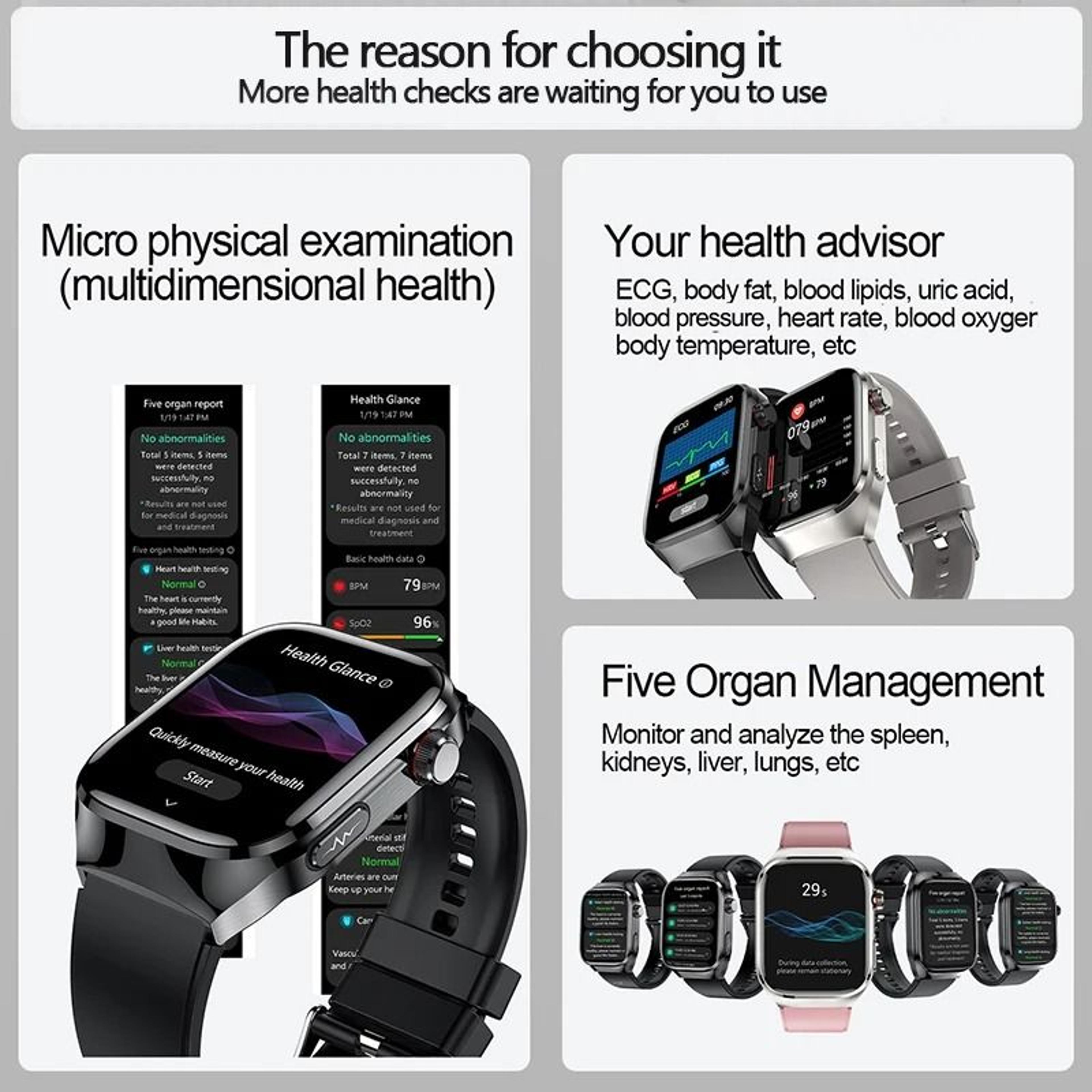 BioTrack AI ECG Smart Watch Health Monitor Bluetooth Call 15