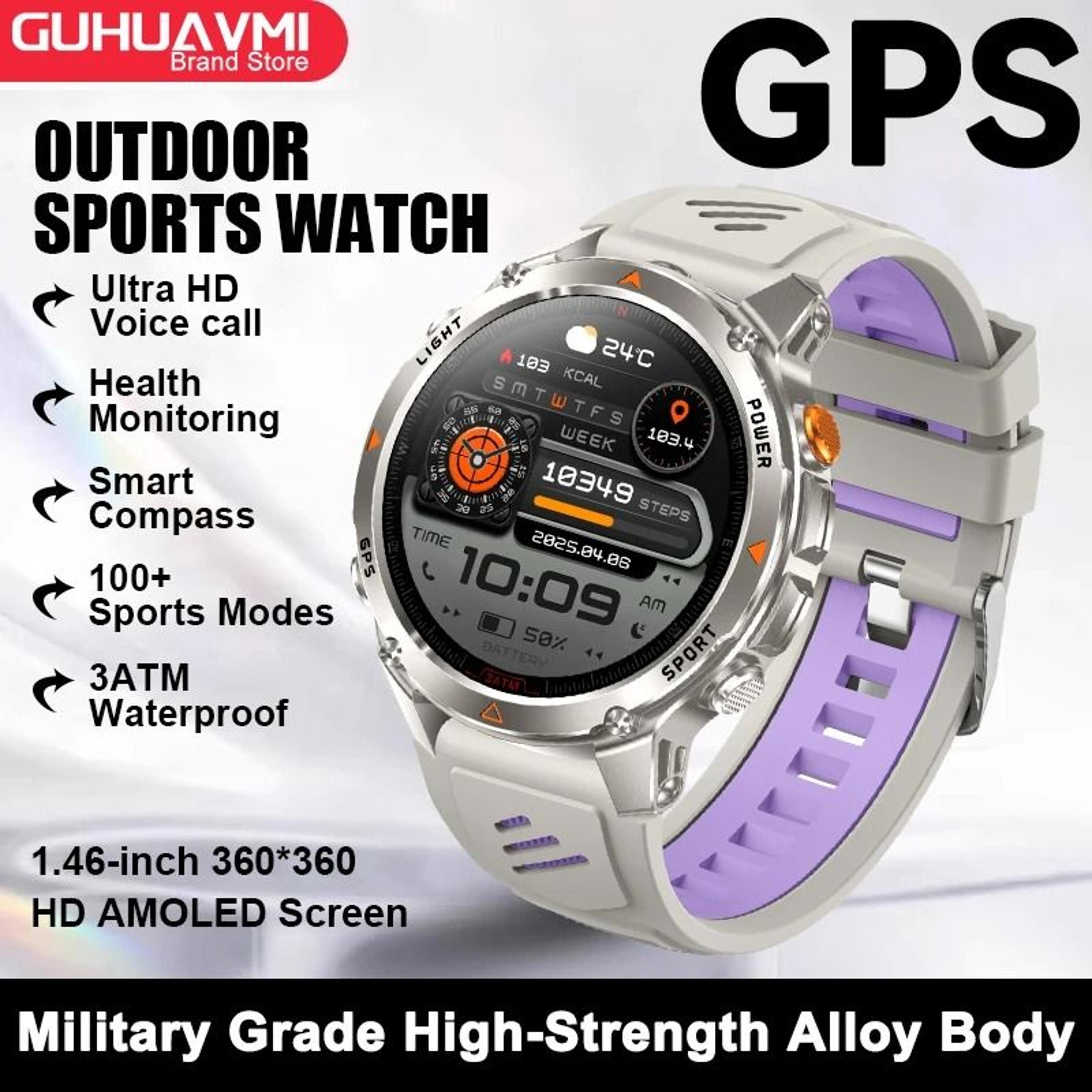 GPS Navigation AMOLED Smart Watch With Bluetooth Calling Waterproof Sport Smartwatch With NFC 8